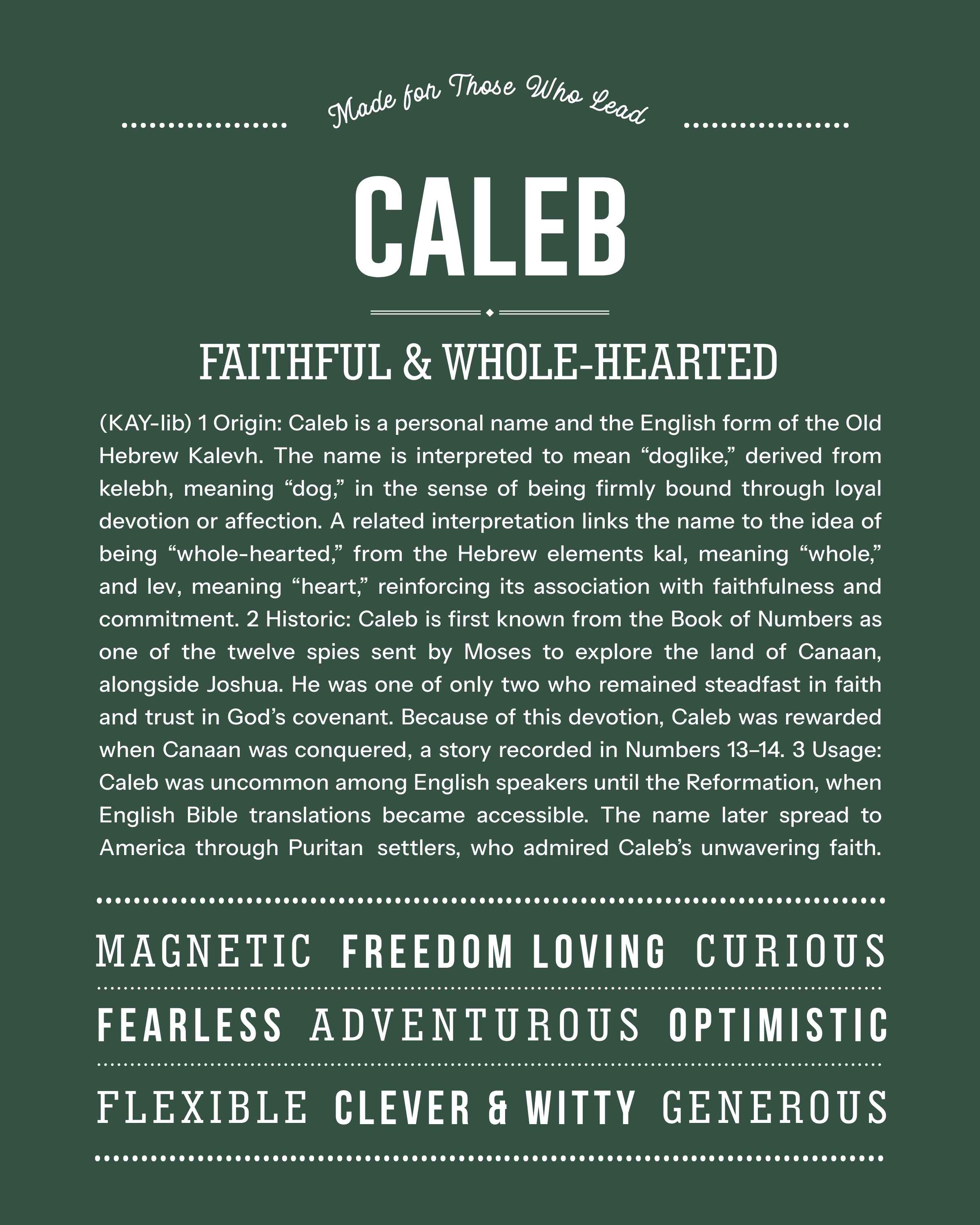 Caleb | Personalised Name Meaning Print – Custom Name Art Gift