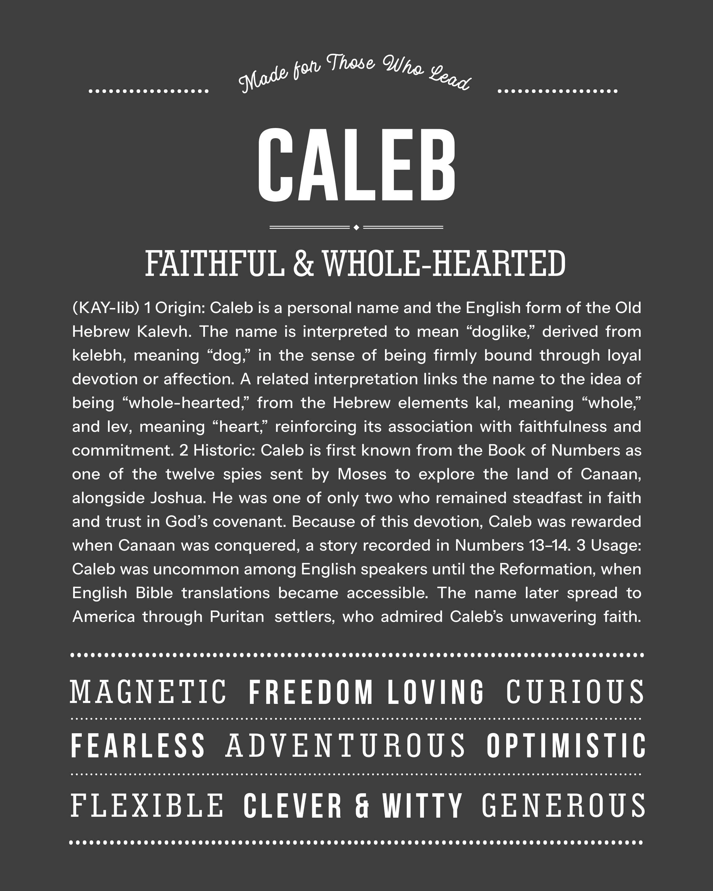 Caleb | Personalised Name Meaning Print – Custom Name Art Gift
