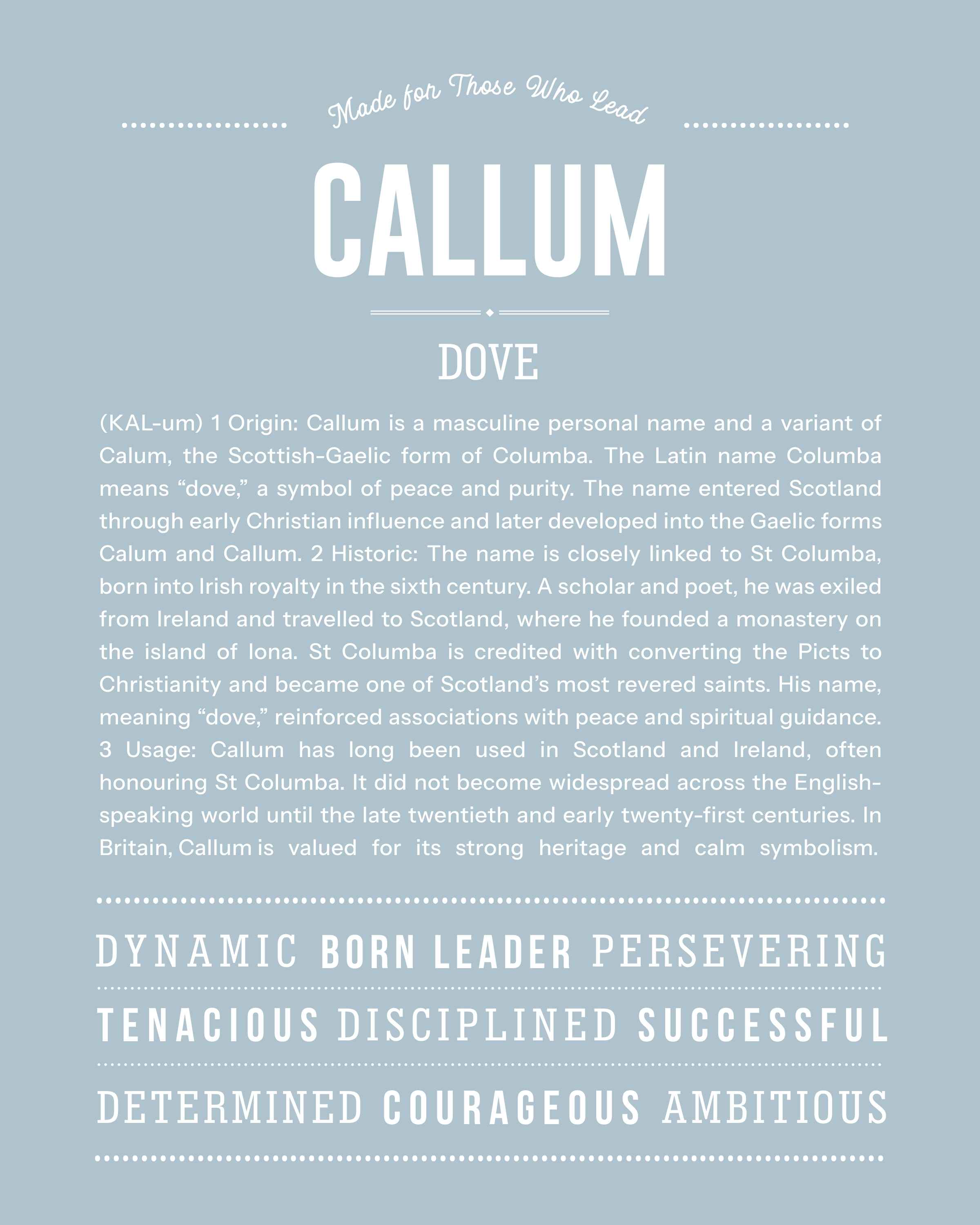 Callum | Personalised Name Meaning Print – Custom Name Art Gift