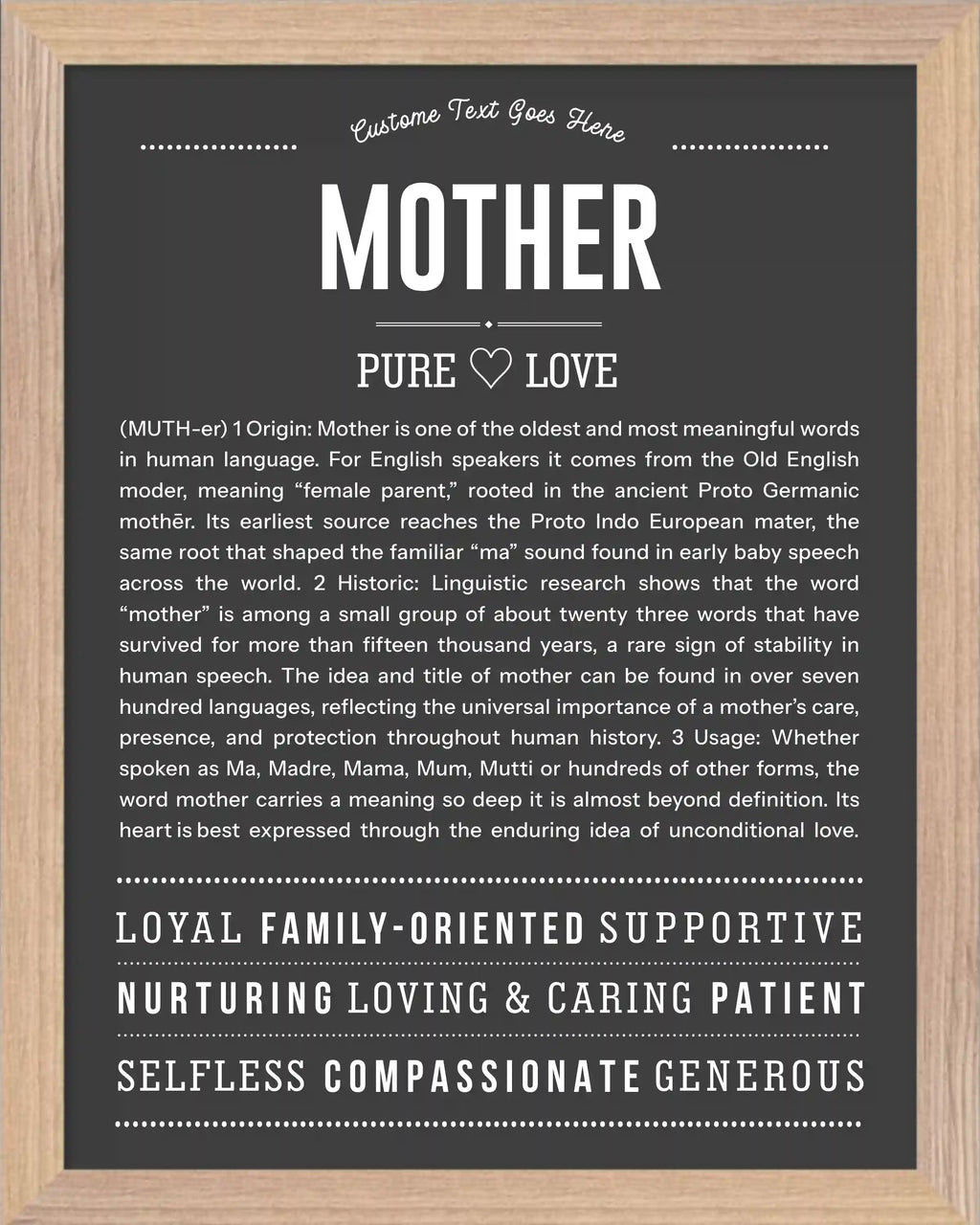 Mother | Personalised Name Meaning Print – Custom Name Art Gift