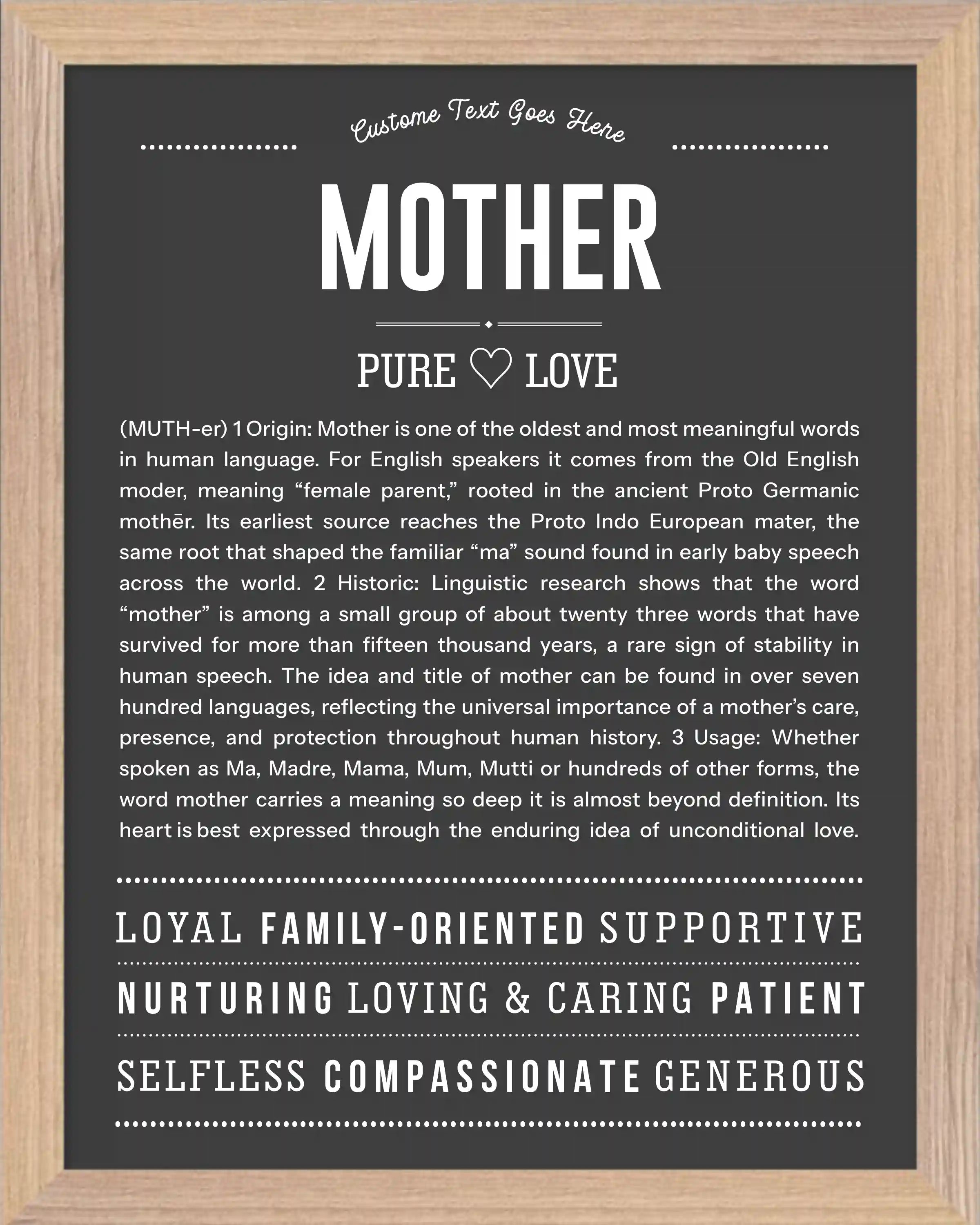 Mother | Personalised Name Meaning Print – Custom Name Art Gift