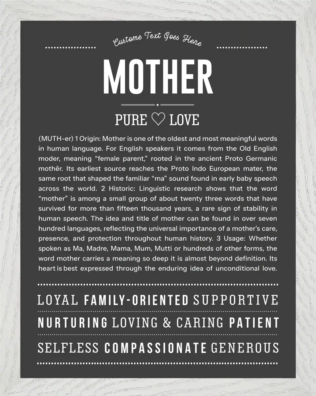 Mother | Personalised Name Meaning Print – Custom Name Art Gift