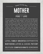 Mother | Personalised Name Meaning Print – Custom Name Art Gift