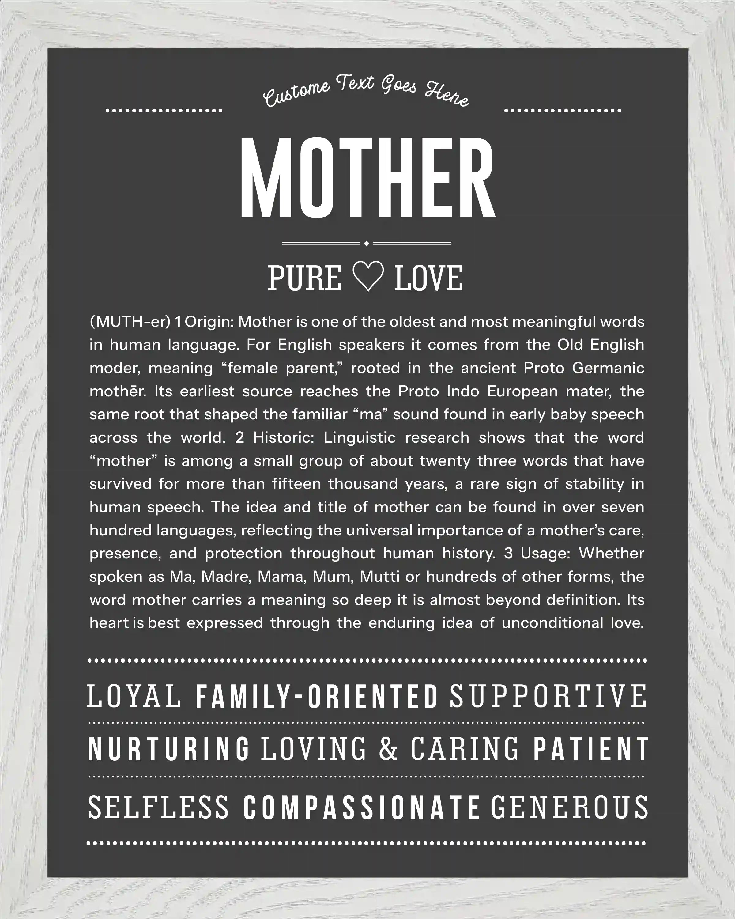 Mother | Personalised Name Meaning Print – Custom Name Art Gift