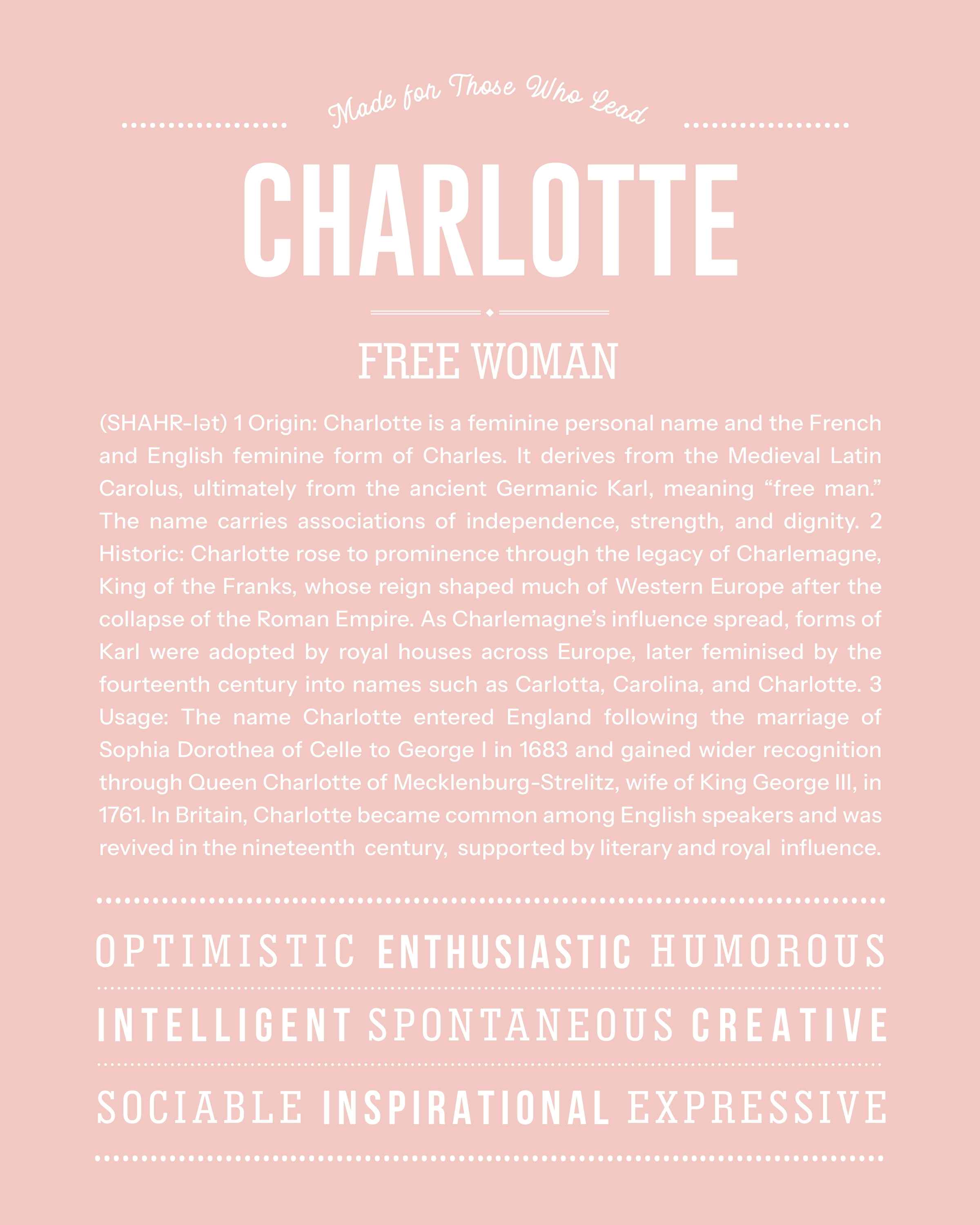 Charlotte | Personalised Name Meaning Print – Custom Name Art Gift