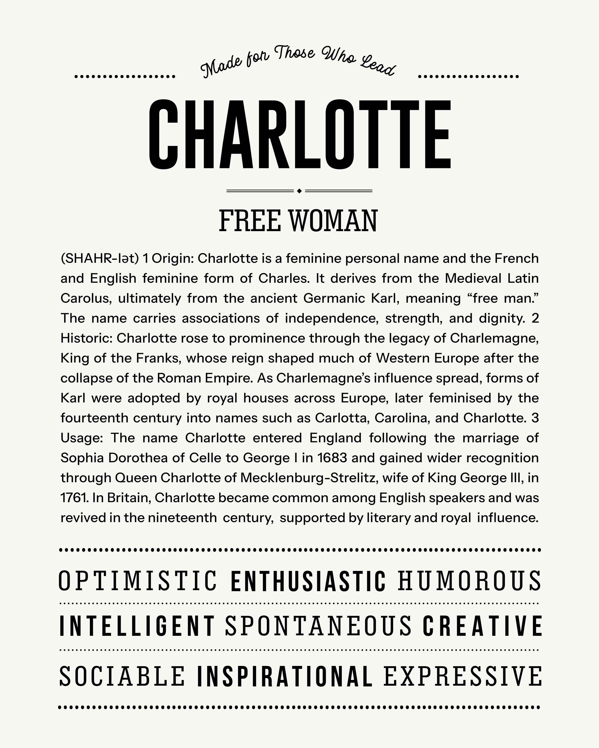 Charlotte | Personalised Name Meaning Print – Custom Name Art Gift