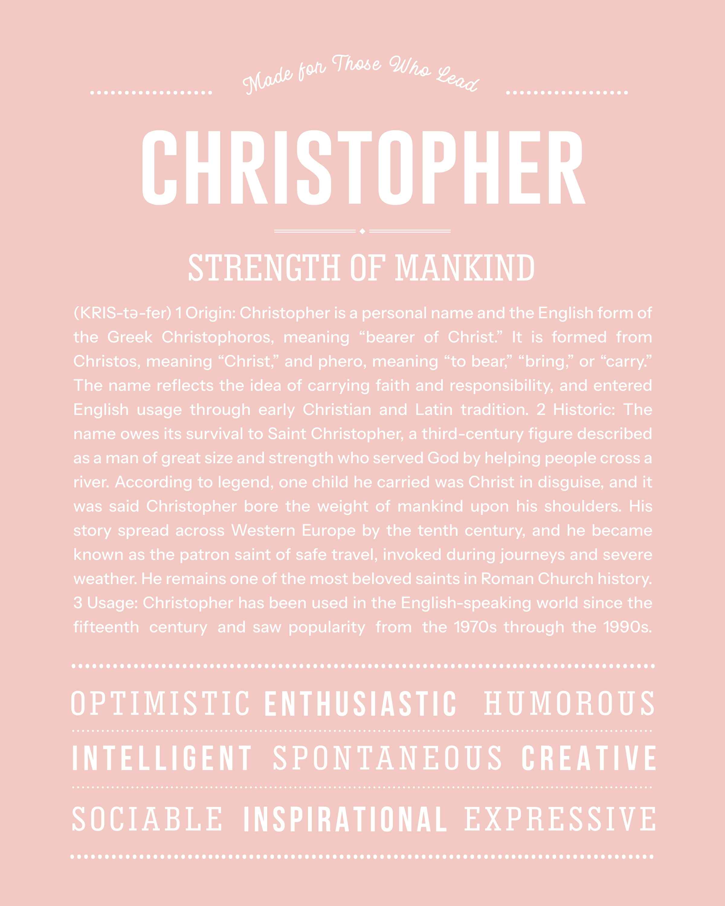 Christopher | Personalised Name Meaning Print – Custom Name Art Gift