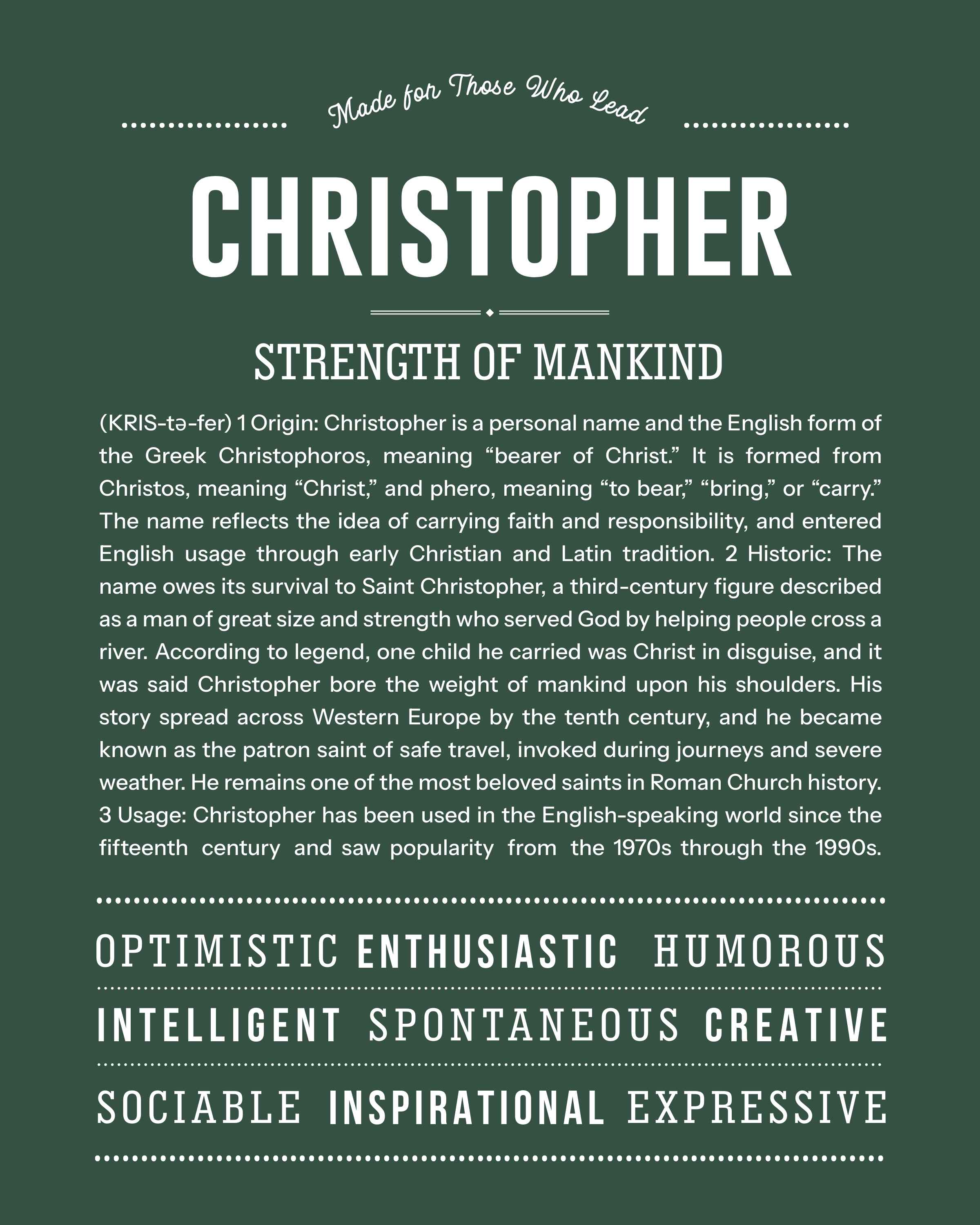Christopher | Personalised Name Meaning Print – Custom Name Art Gift