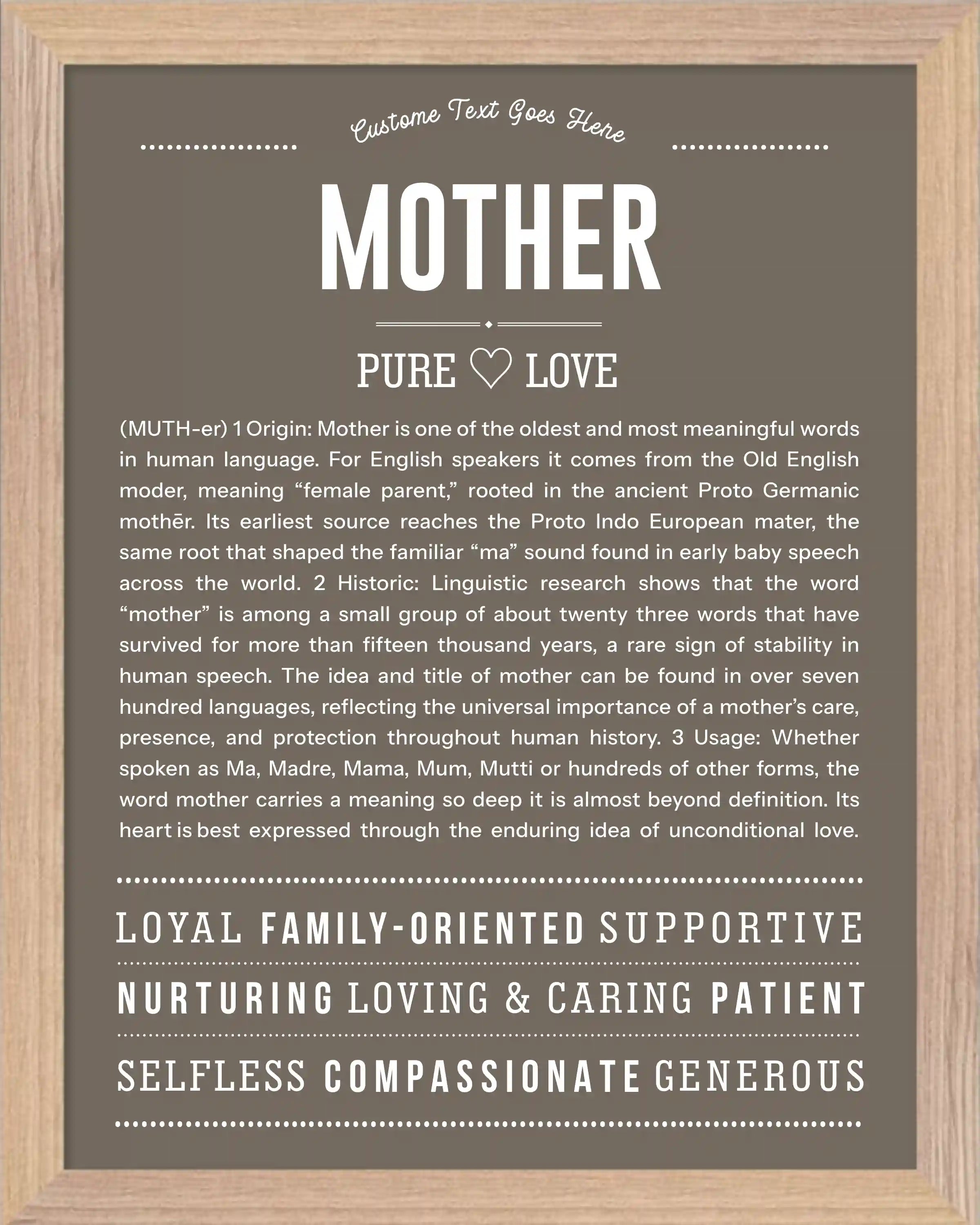 Mother | Personalised Name Meaning Print – Custom Name Art Gift