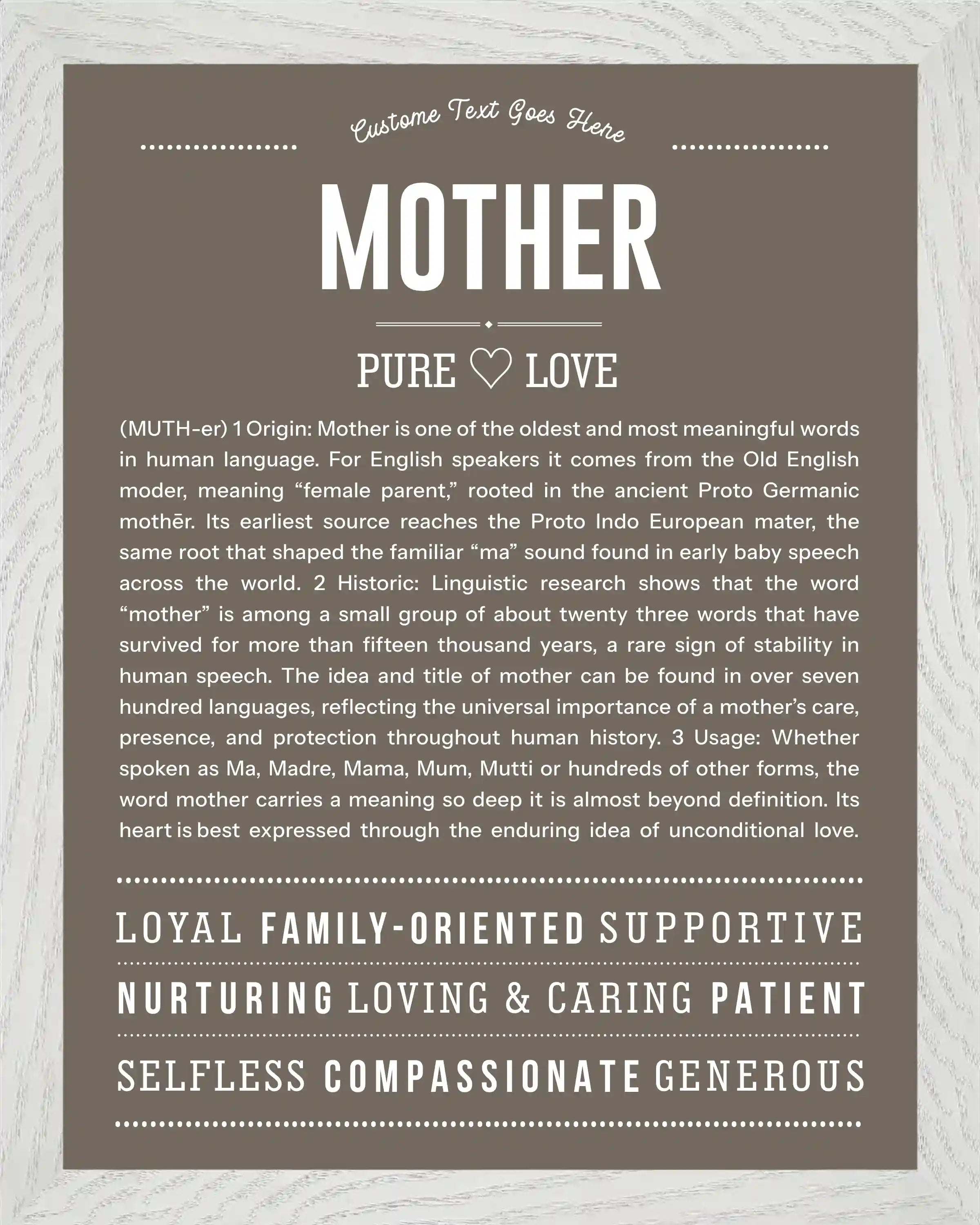 Mother | Personalised Name Meaning Print – Custom Name Art Gift