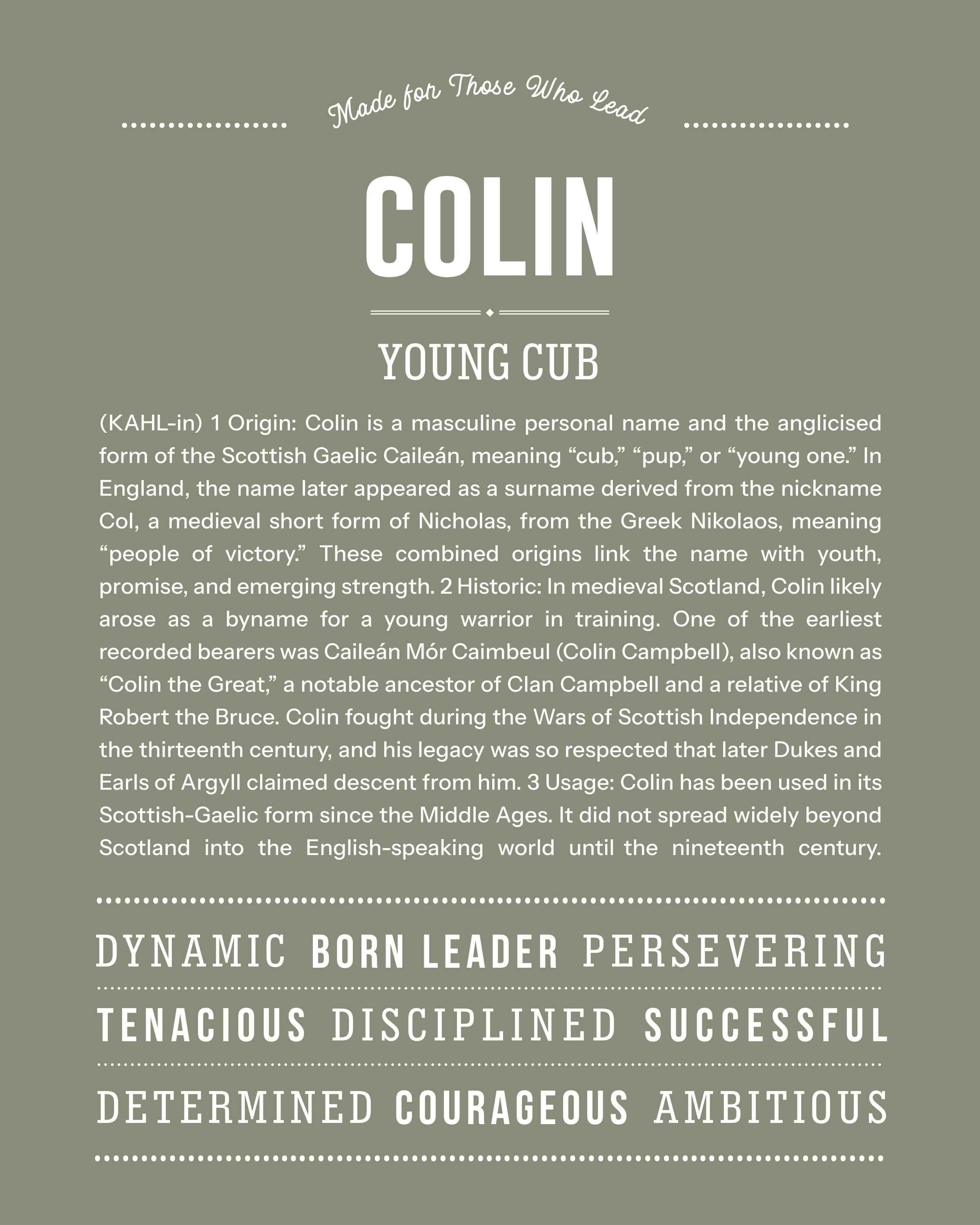 Colin | Personalised Name Meaning Print – Custom Name Art Gift