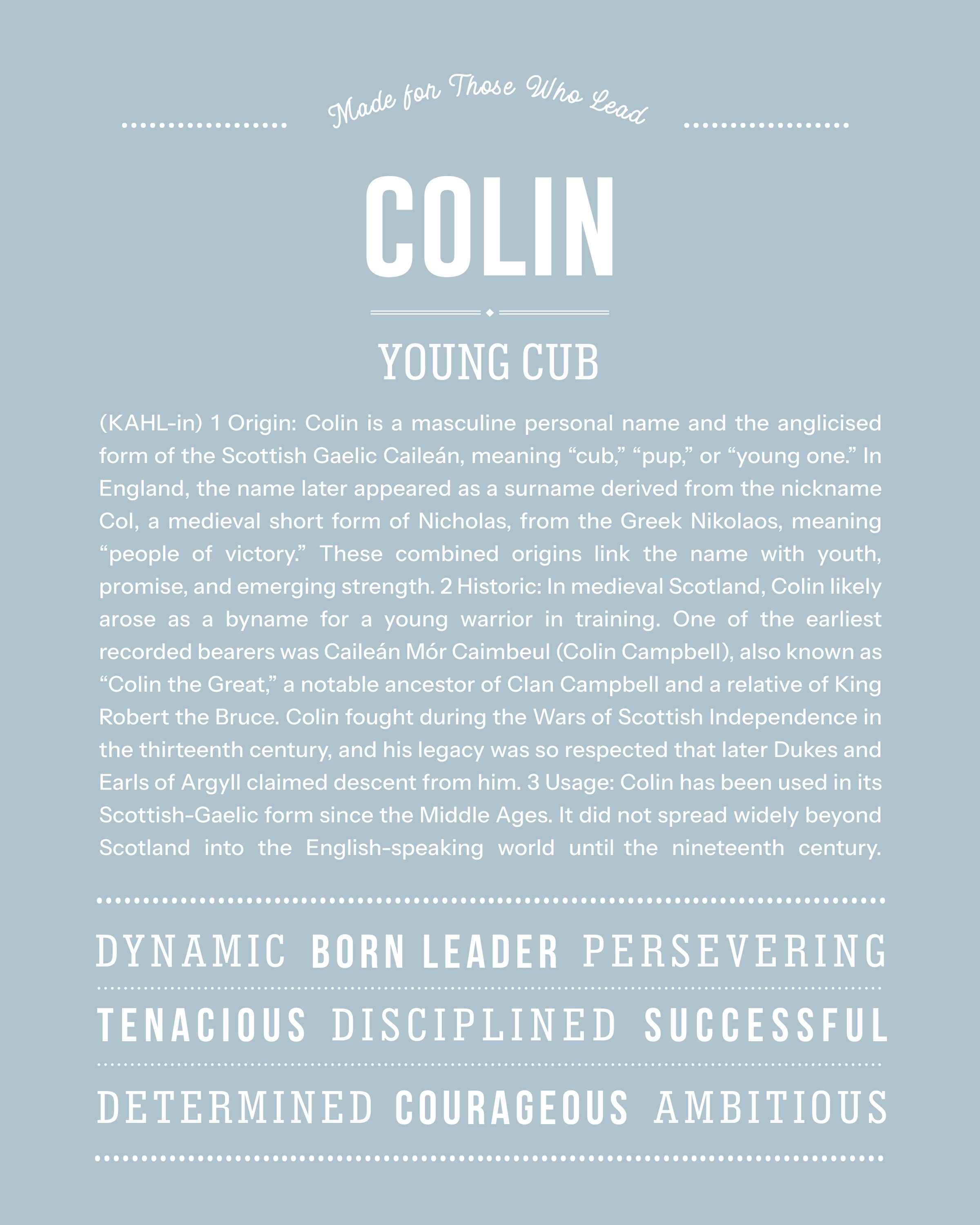 Colin | Personalised Name Meaning Print – Custom Name Art Gift