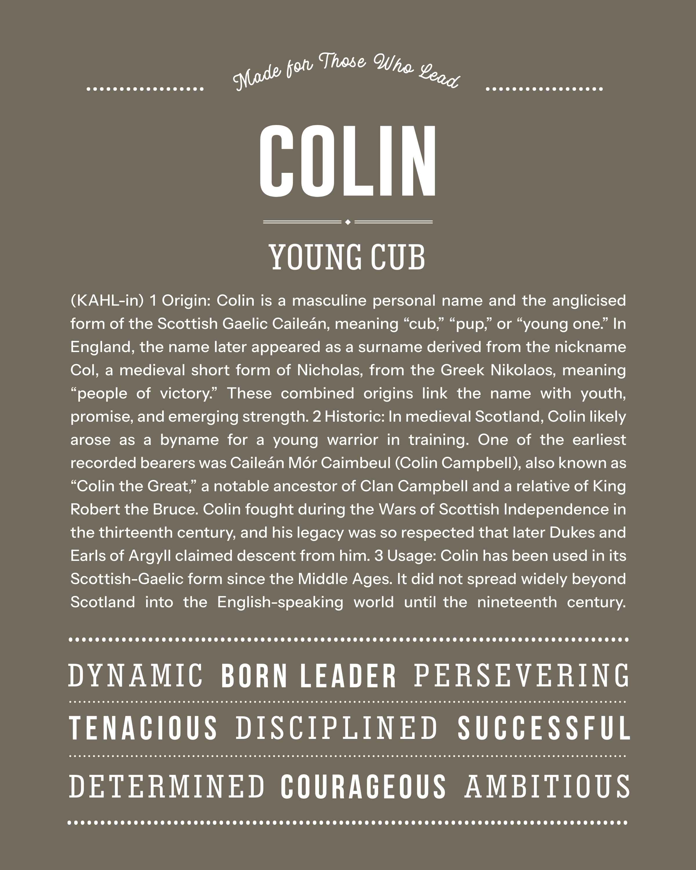 Colin | Personalised Name Meaning Print – Custom Name Art Gift