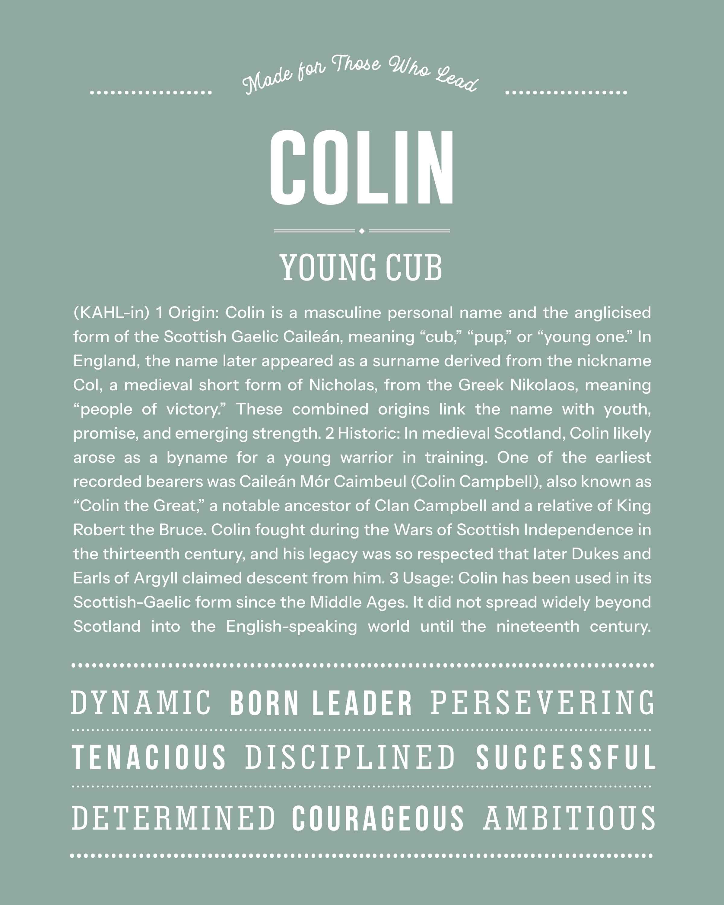 Colin | Personalised Name Meaning Print – Custom Name Art Gift