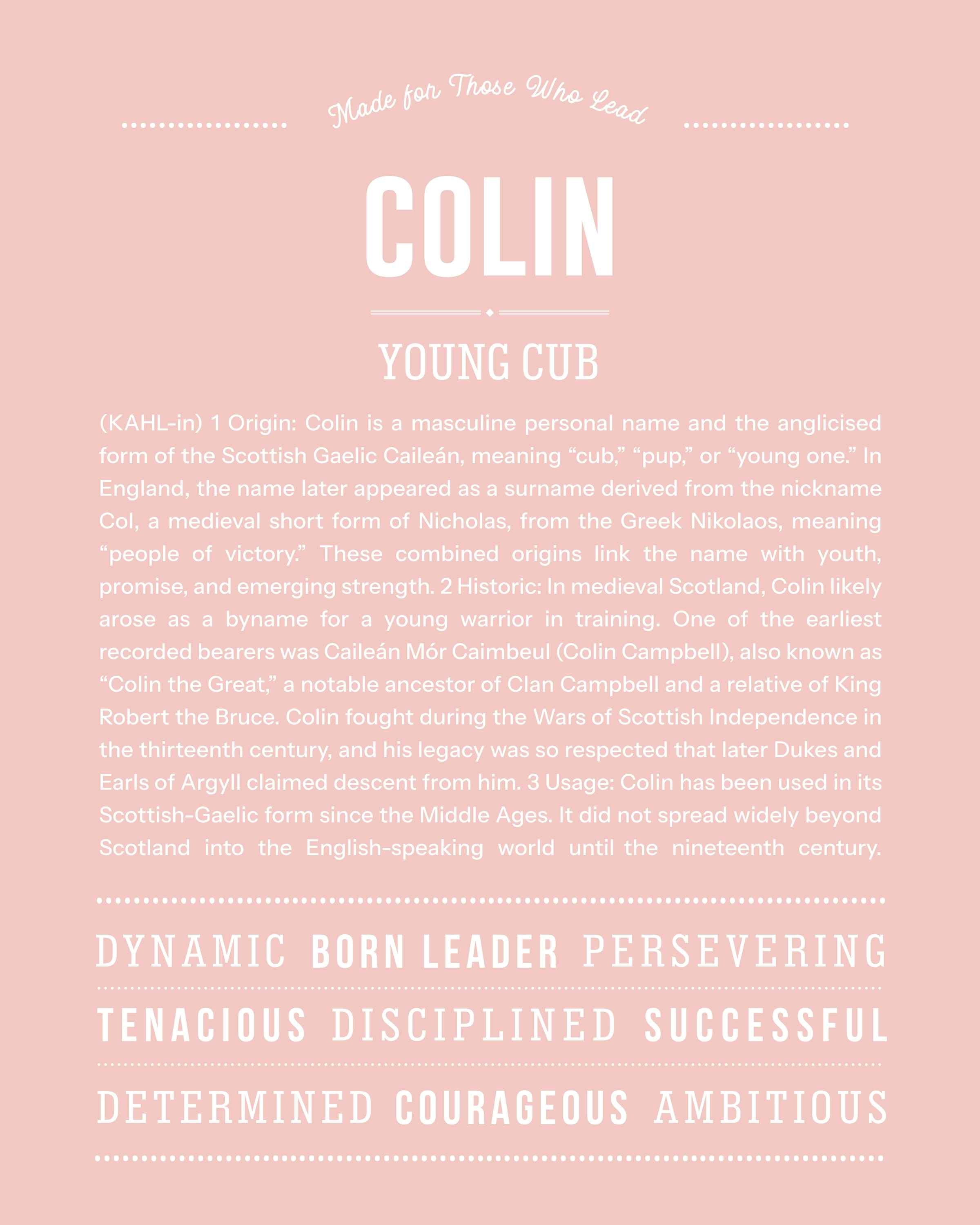 Colin | Personalised Name Meaning Print – Custom Name Art Gift