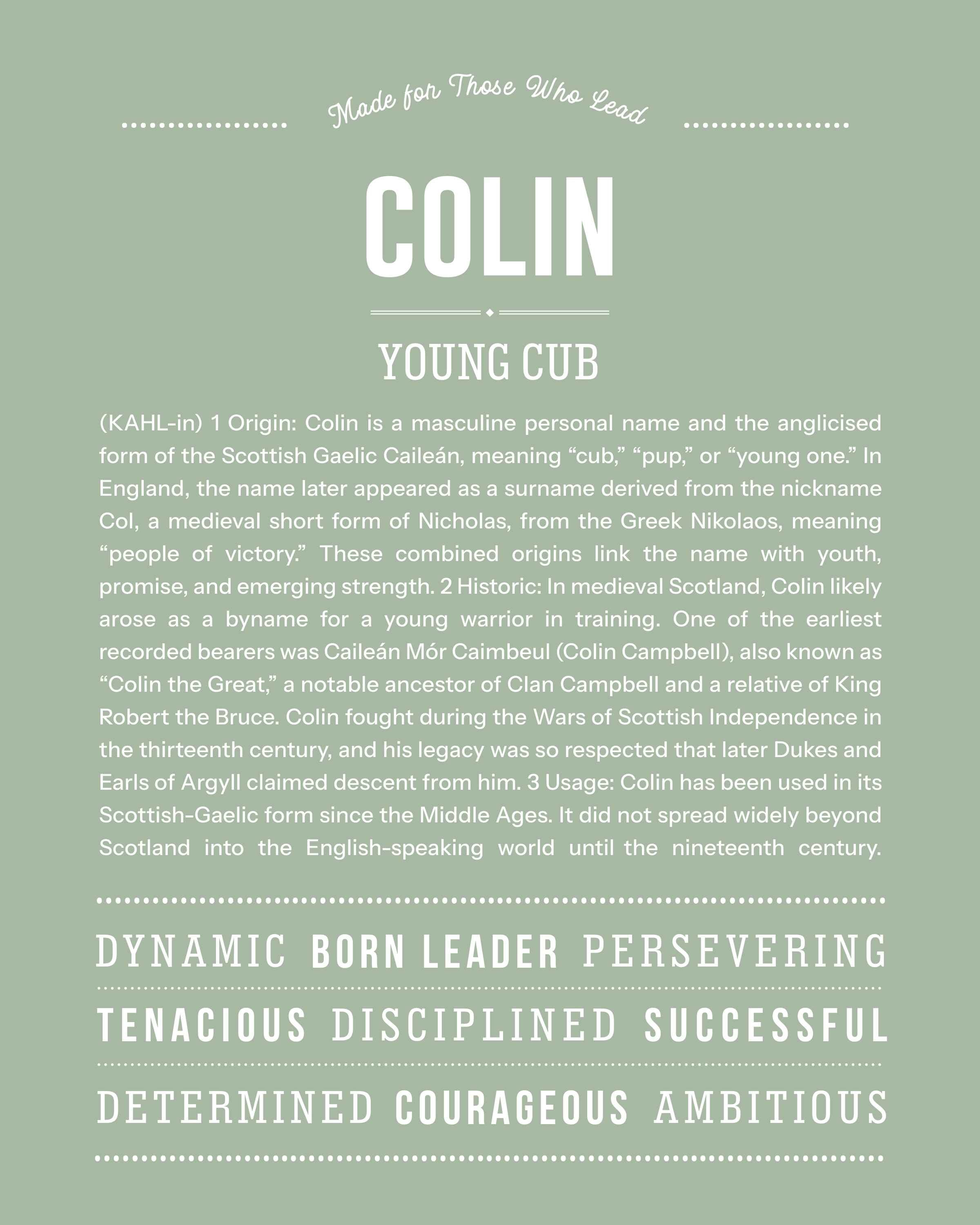 Colin | Personalised Name Meaning Print – Custom Name Art Gift