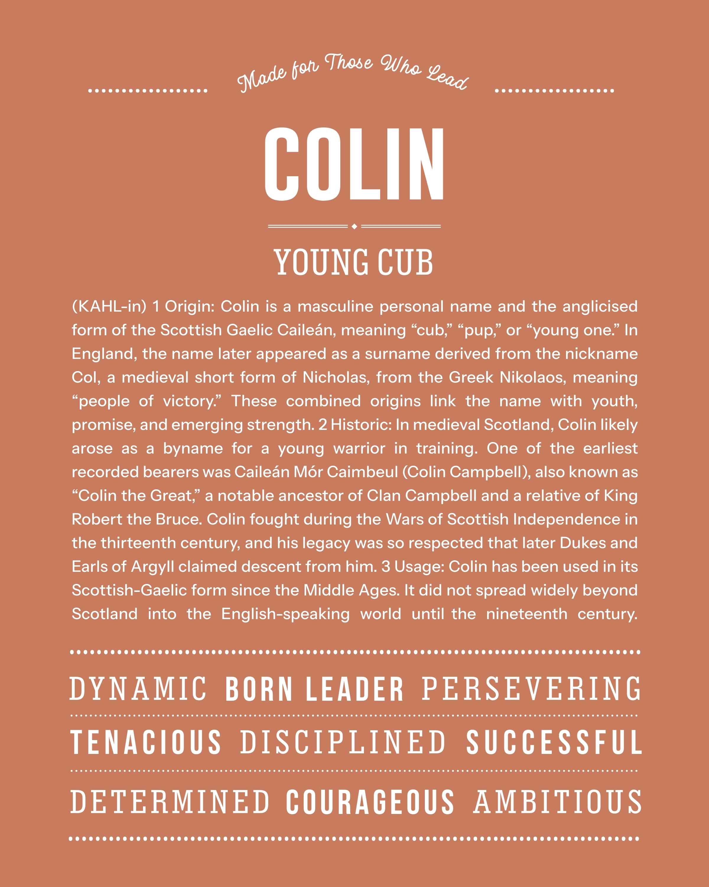 Colin | Personalised Name Meaning Print – Custom Name Art Gift