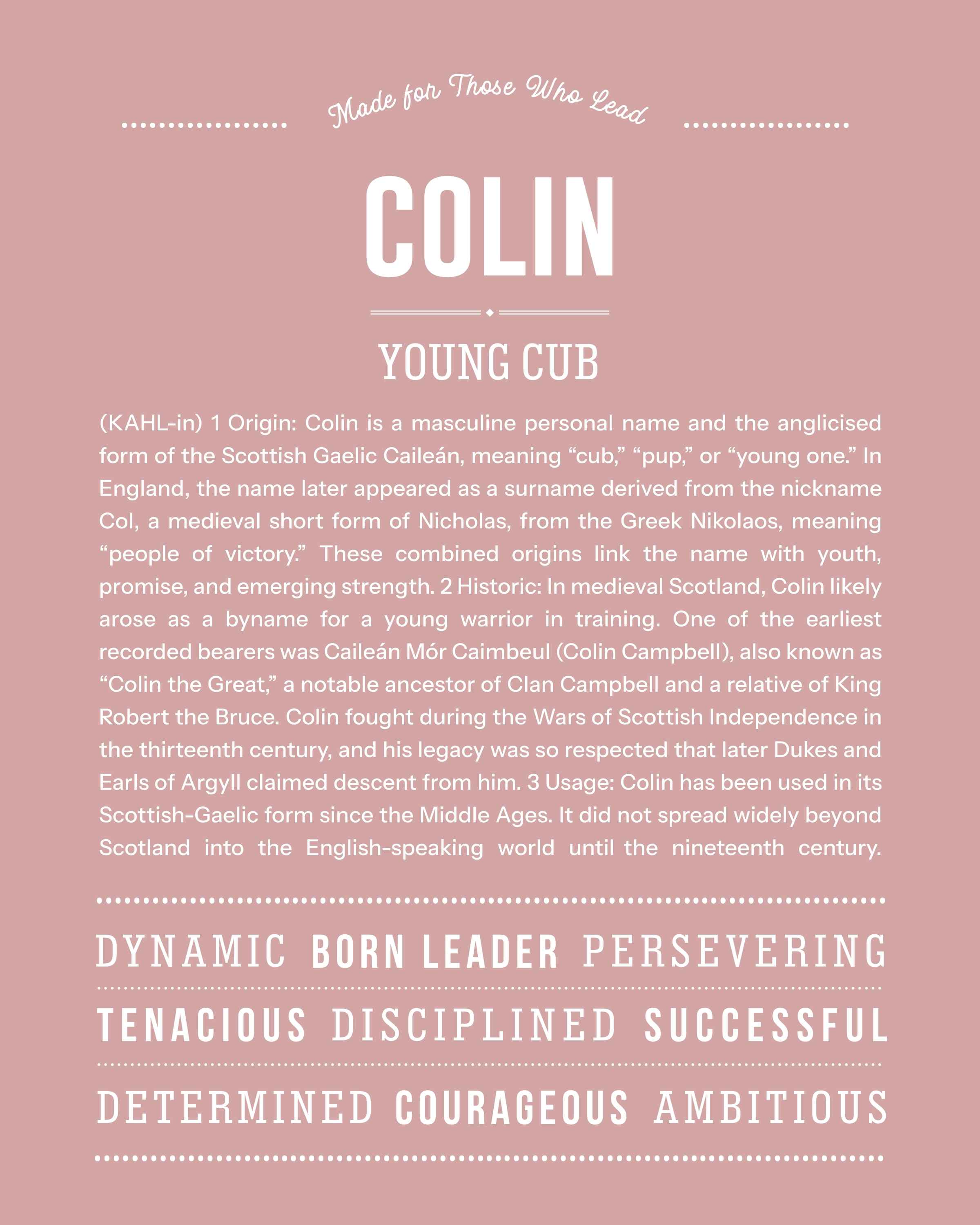 Colin | Personalised Name Meaning Print – Custom Name Art Gift