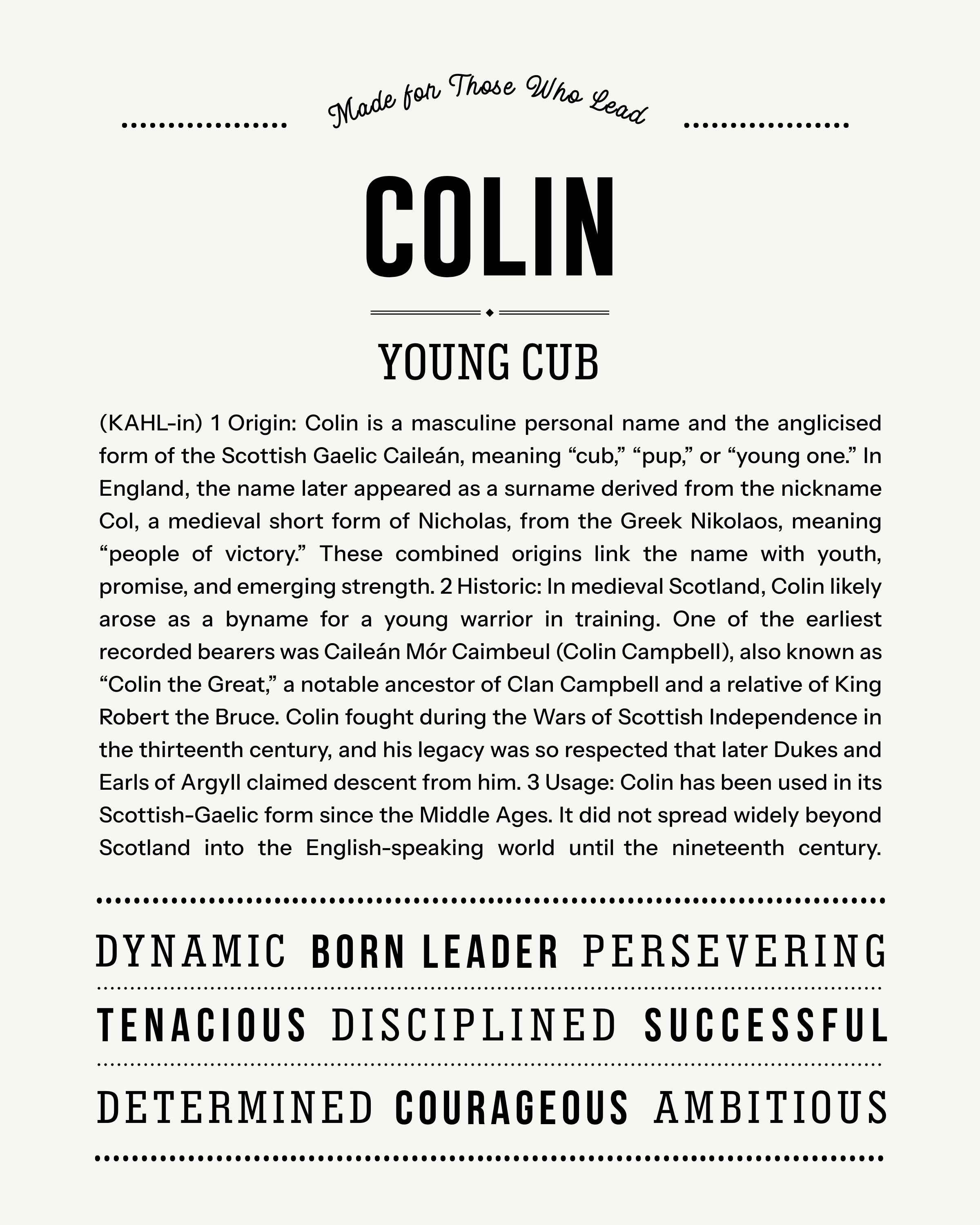 Colin | Personalised Name Meaning Print – Custom Name Art Gift