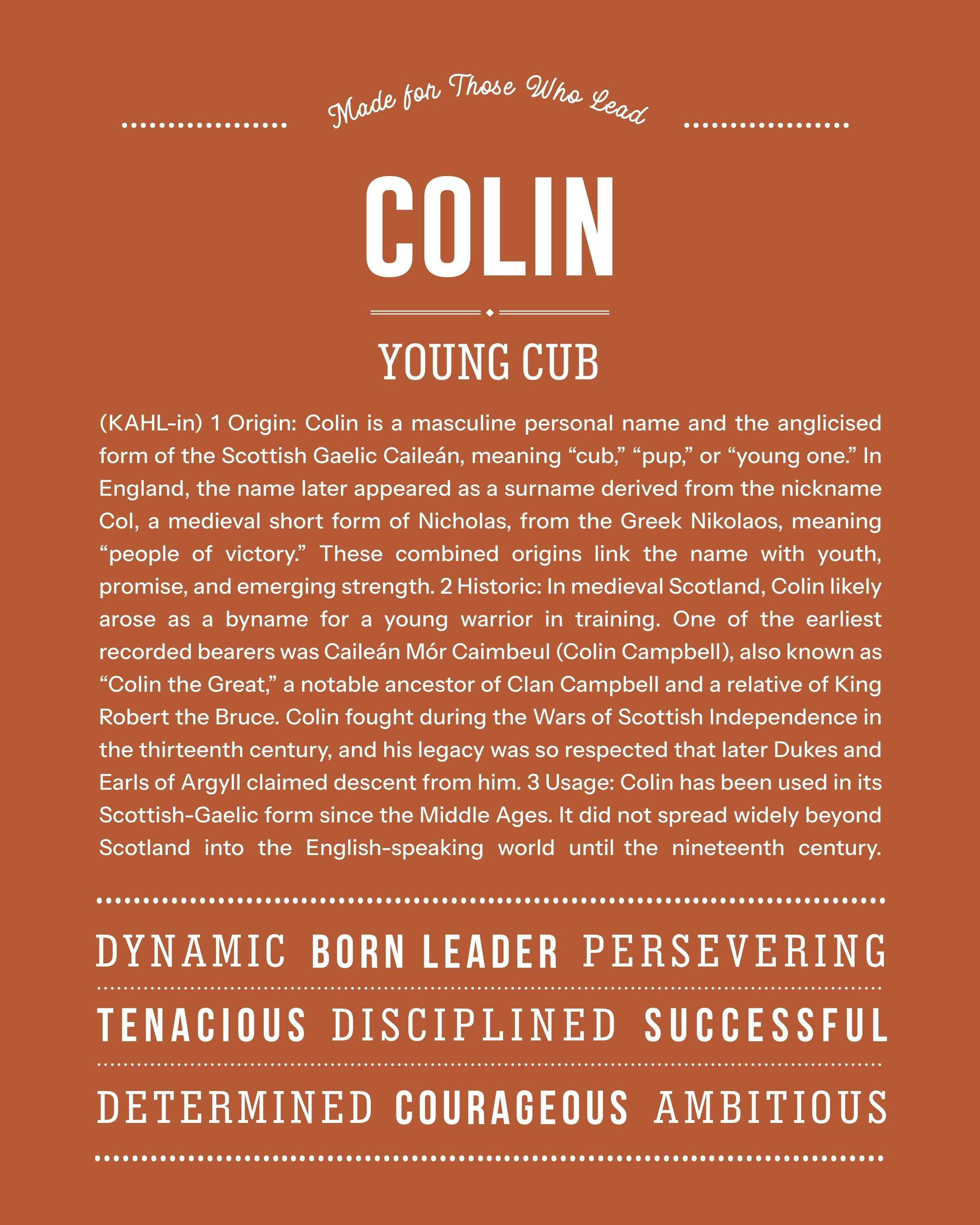 Colin | Personalised Name Meaning Print – Custom Name Art Gift