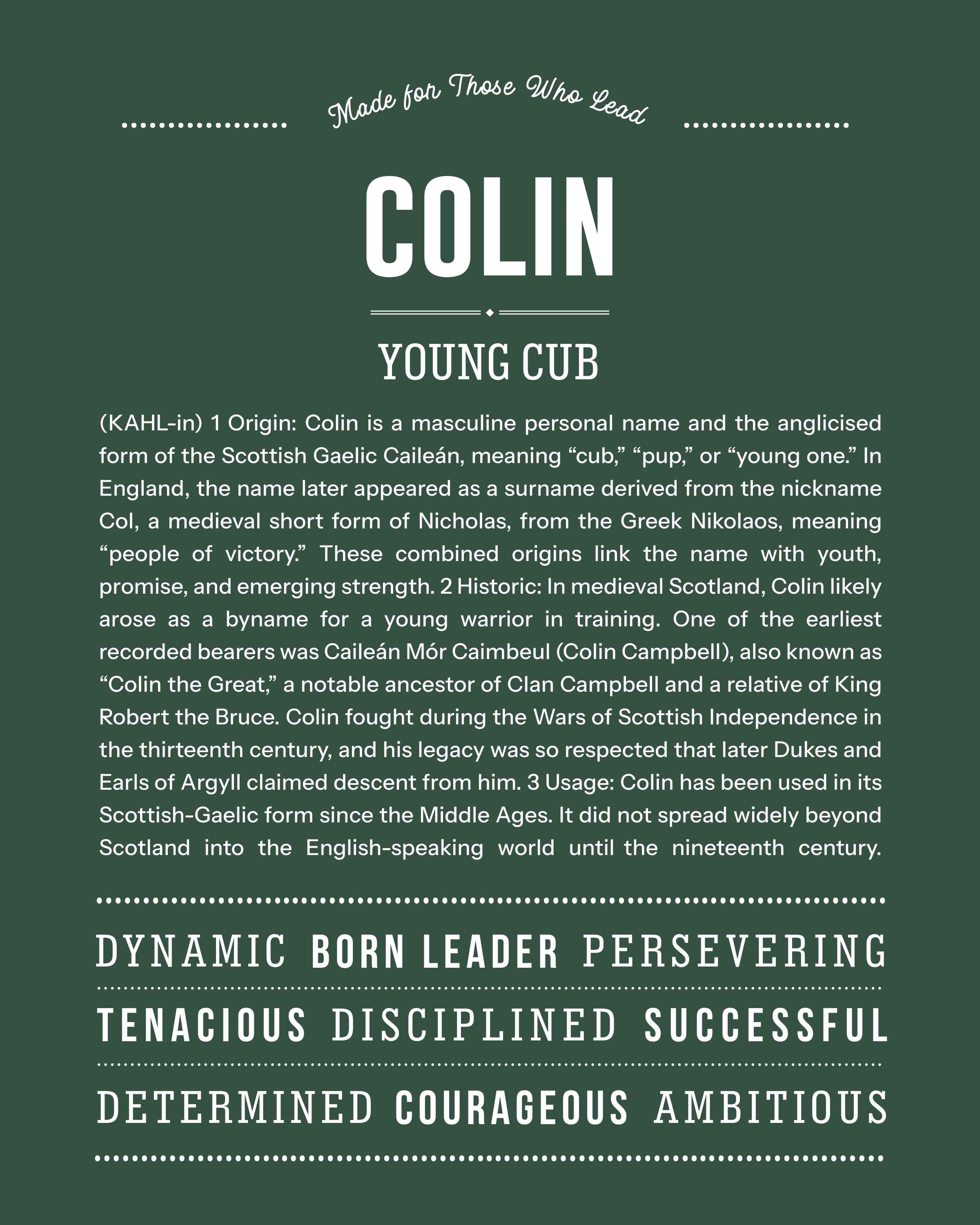 Colin | Personalised Name Meaning Print – Custom Name Art Gift