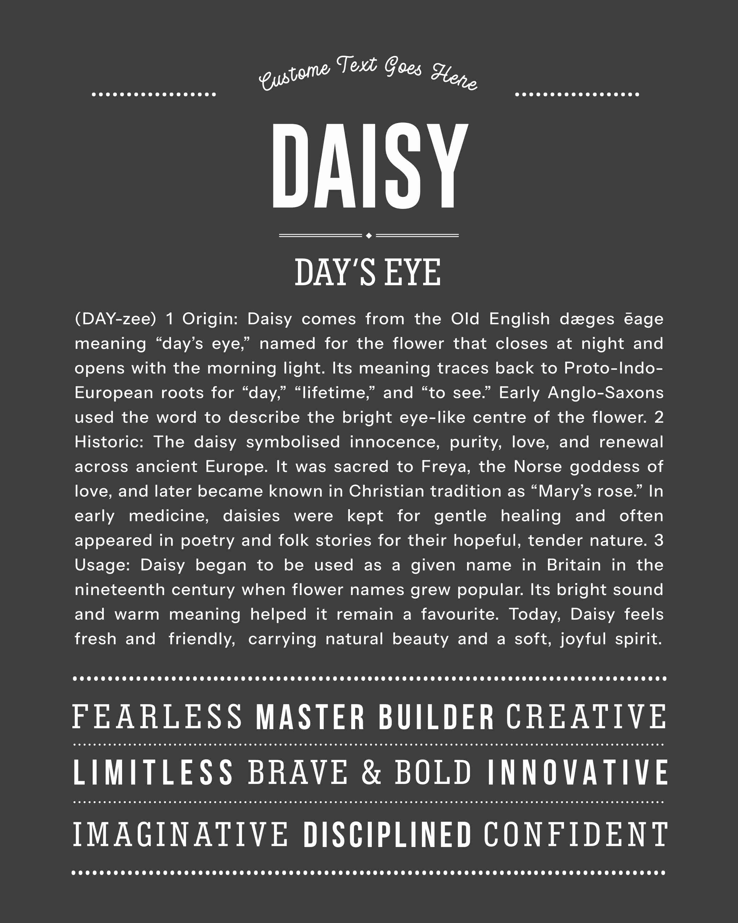 Daisy | Personalised Name Meaning Print – Custom Name Art Gift