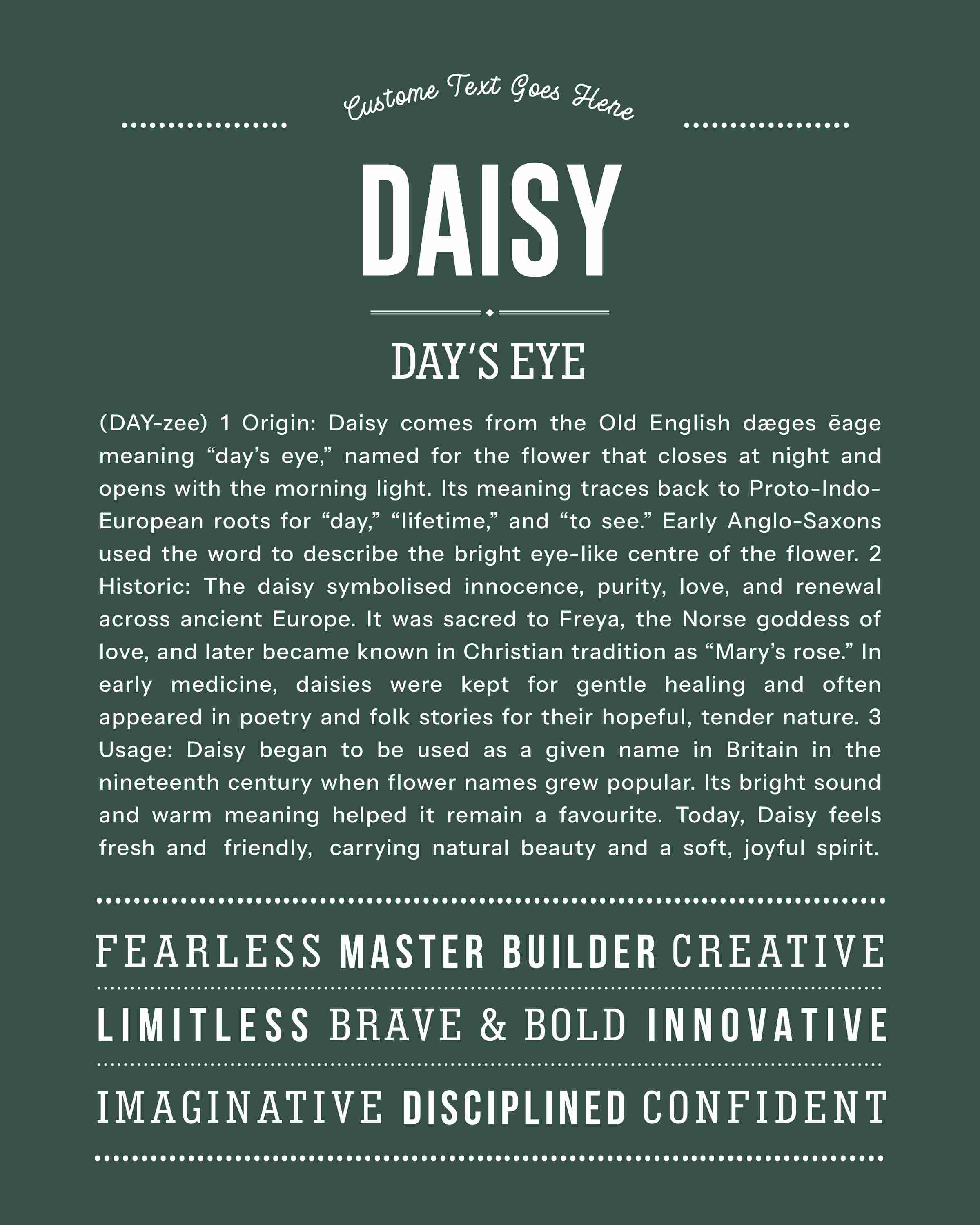 Daisy | Personalised Name Meaning Print – Custom Name Art Gift