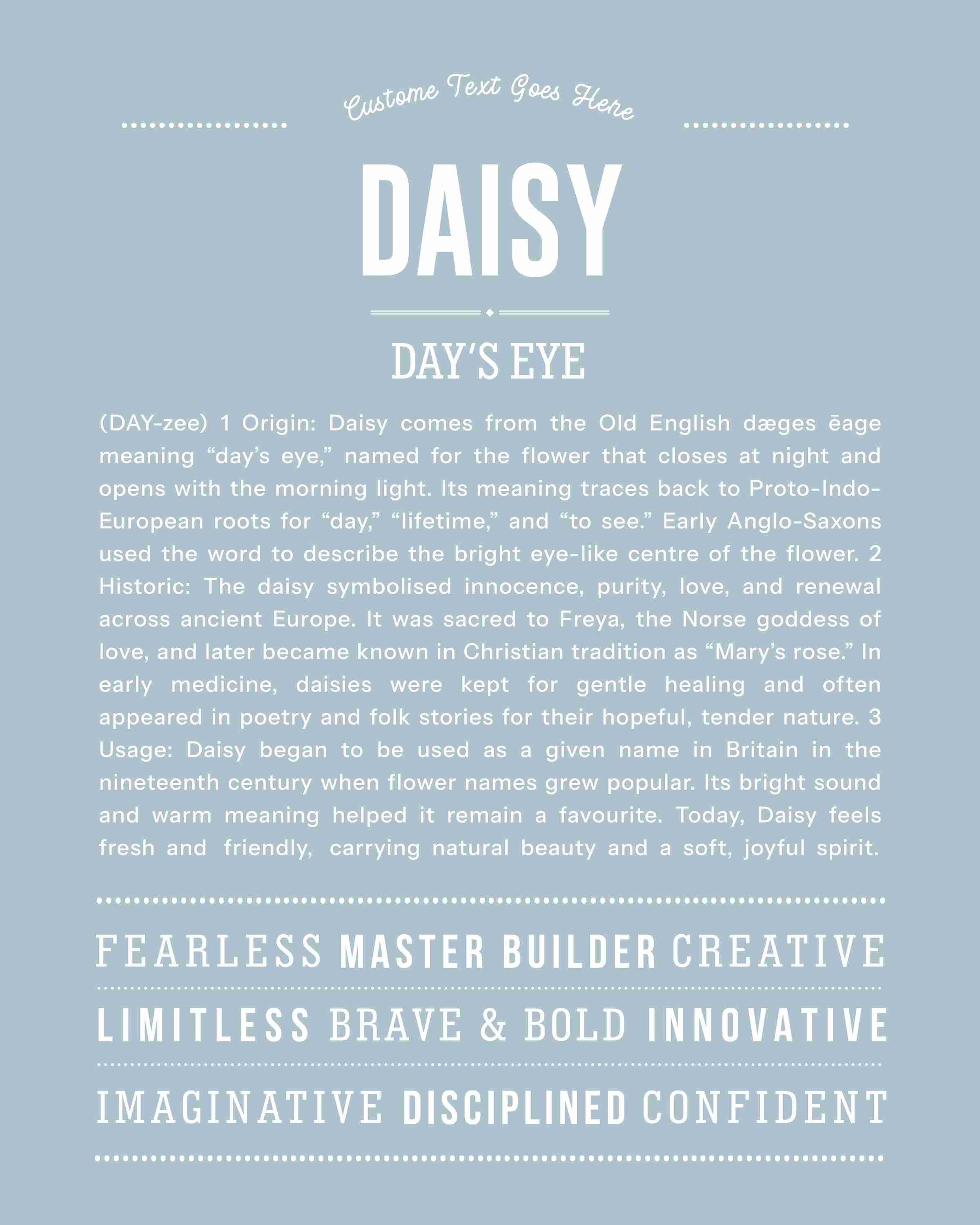 Daisy | Personalised Name Meaning Print – Custom Name Art Gift