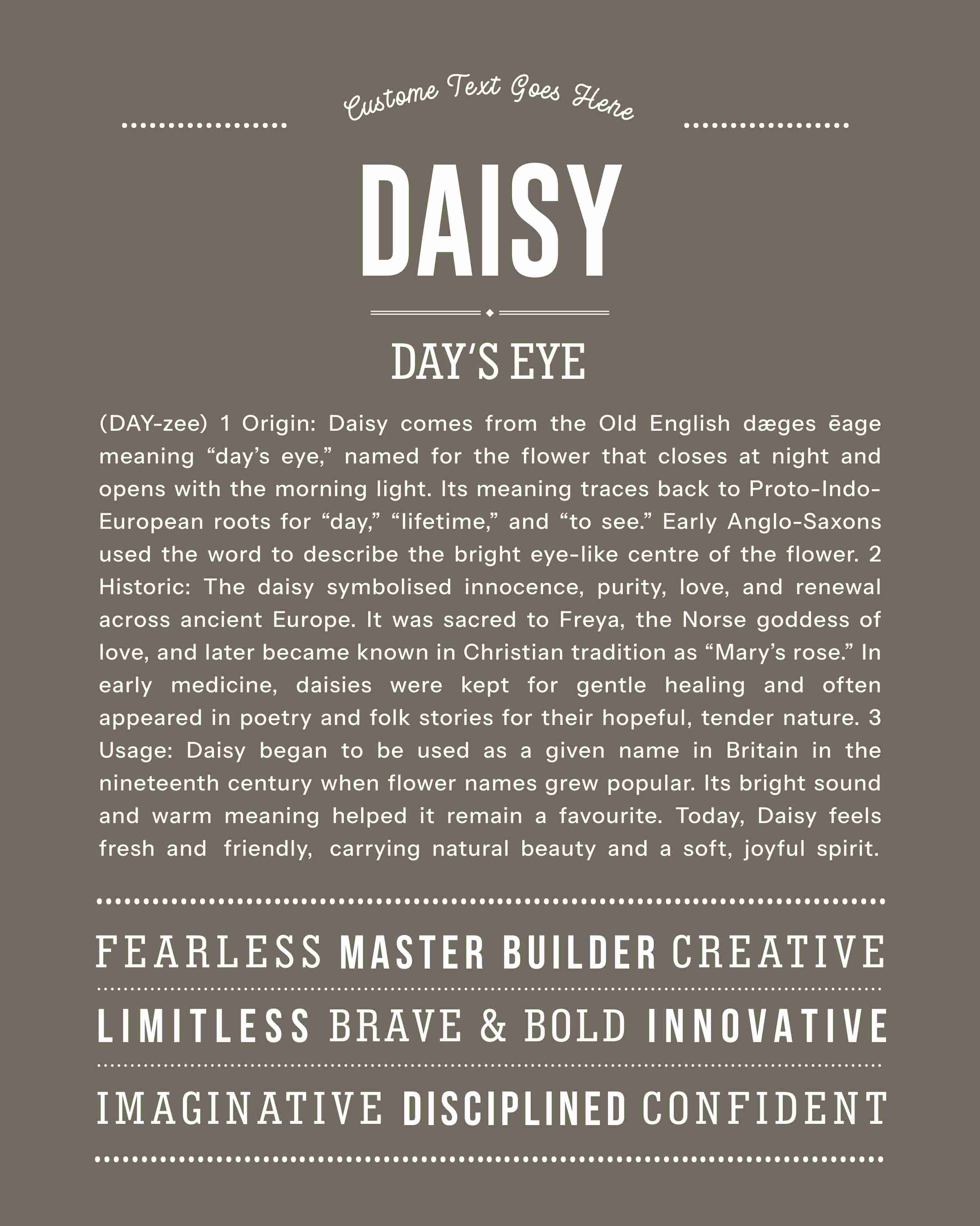 Daisy | Personalised Name Meaning Print – Custom Name Art Gift