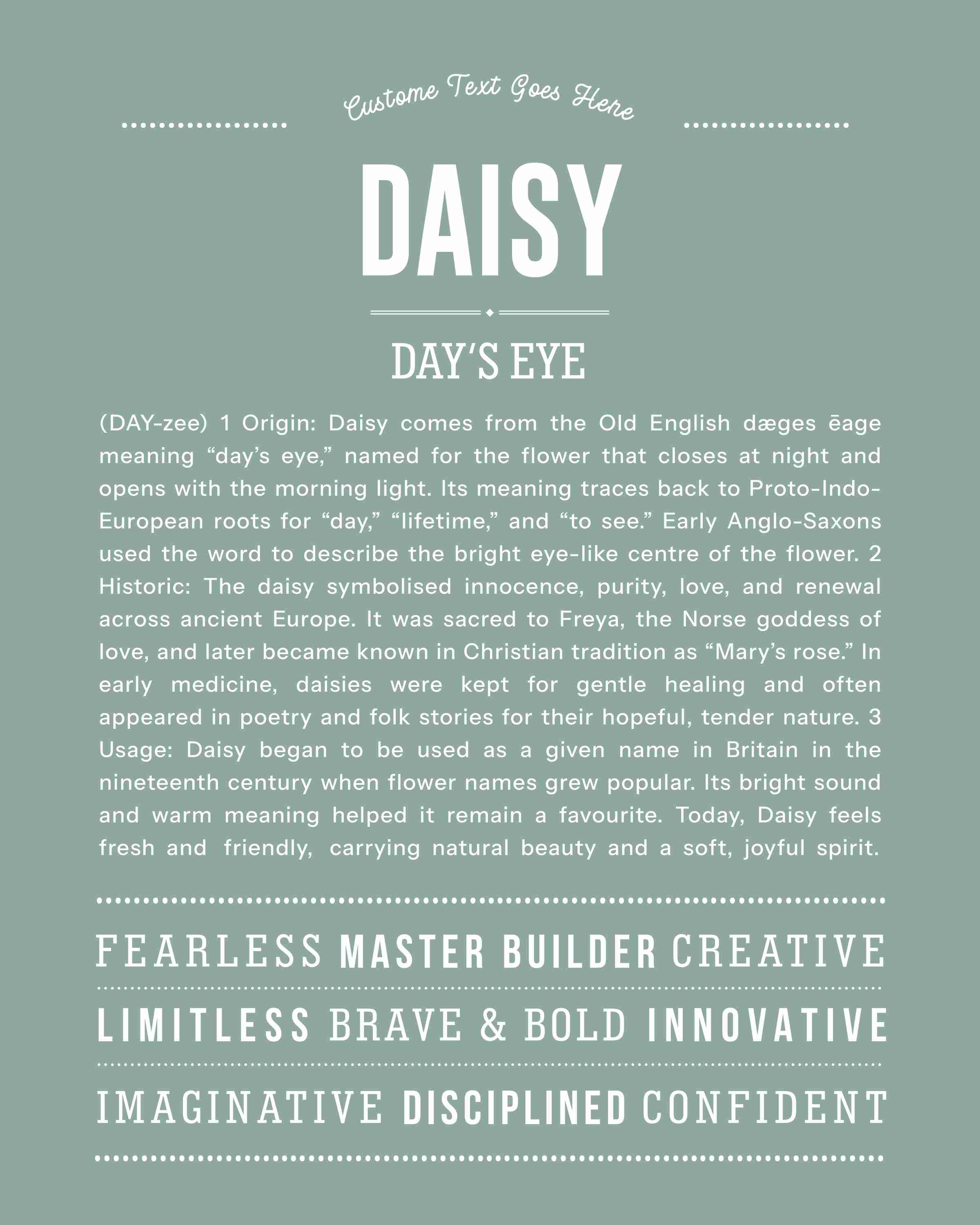 Daisy | Personalised Name Meaning Print – Custom Name Art Gift
