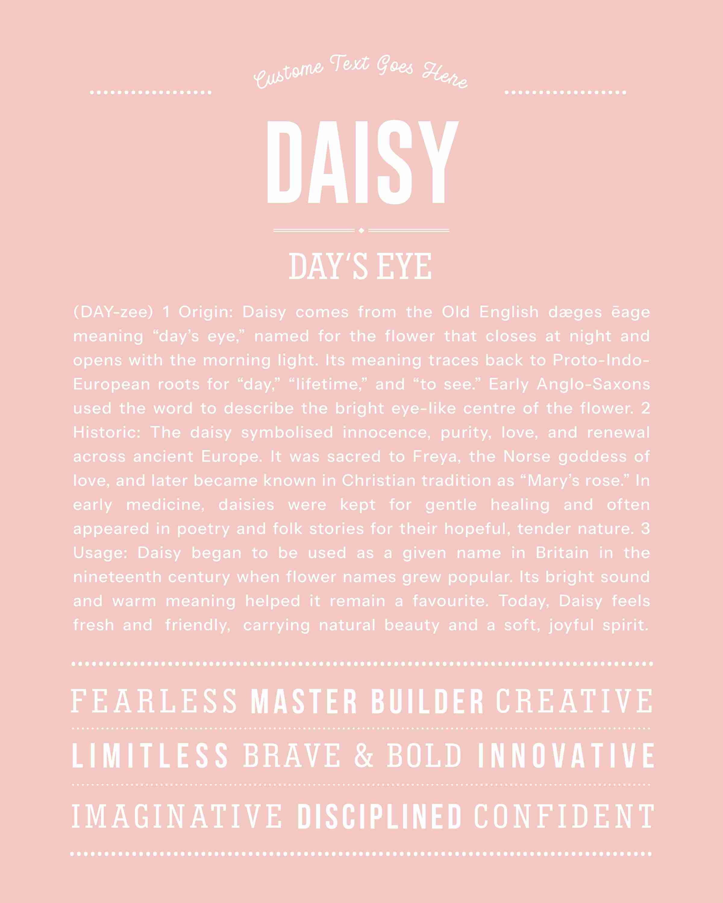 Daisy | Personalised Name Meaning Print – Custom Name Art Gift