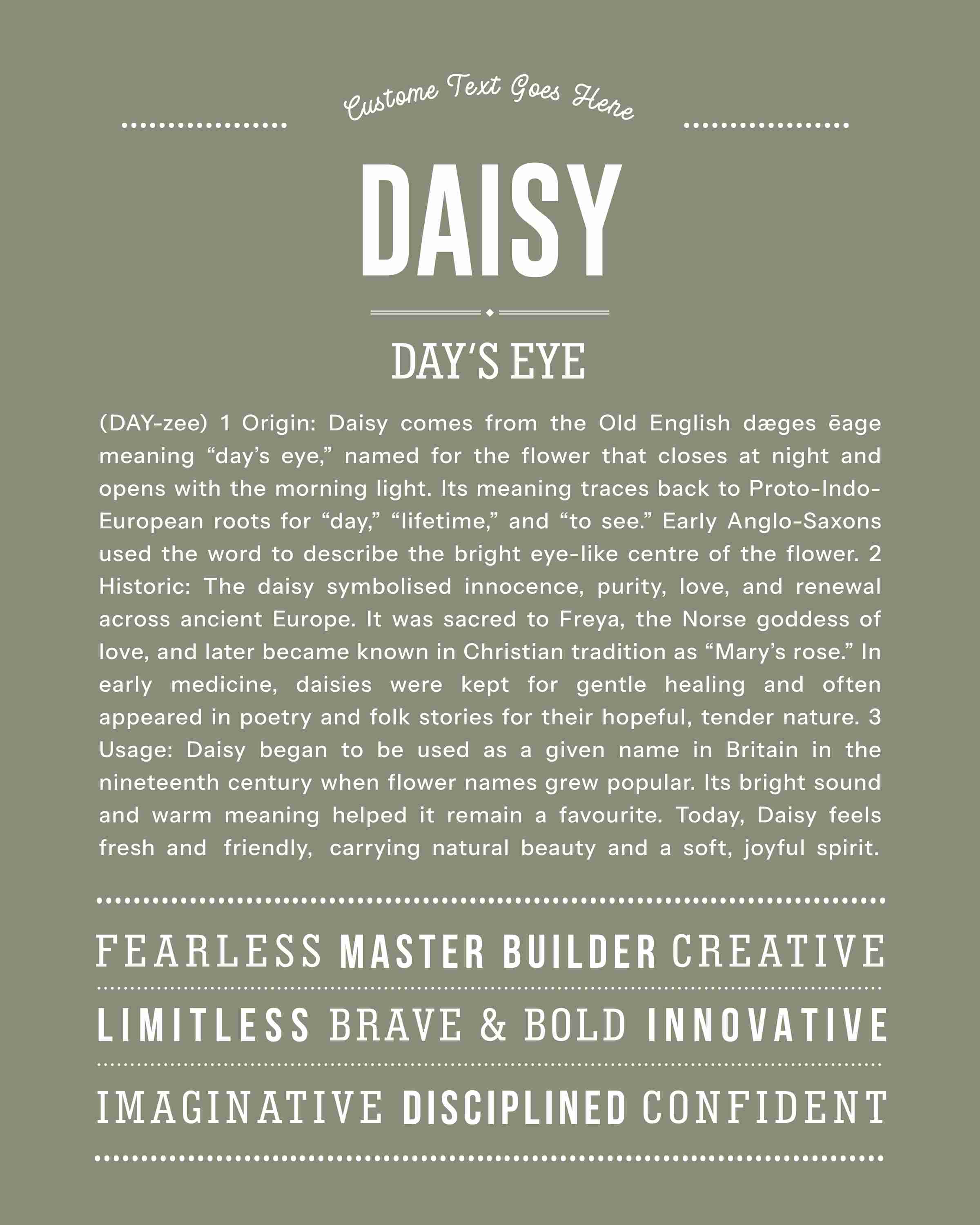 Daisy | Personalised Name Meaning Print – Custom Name Art Gift