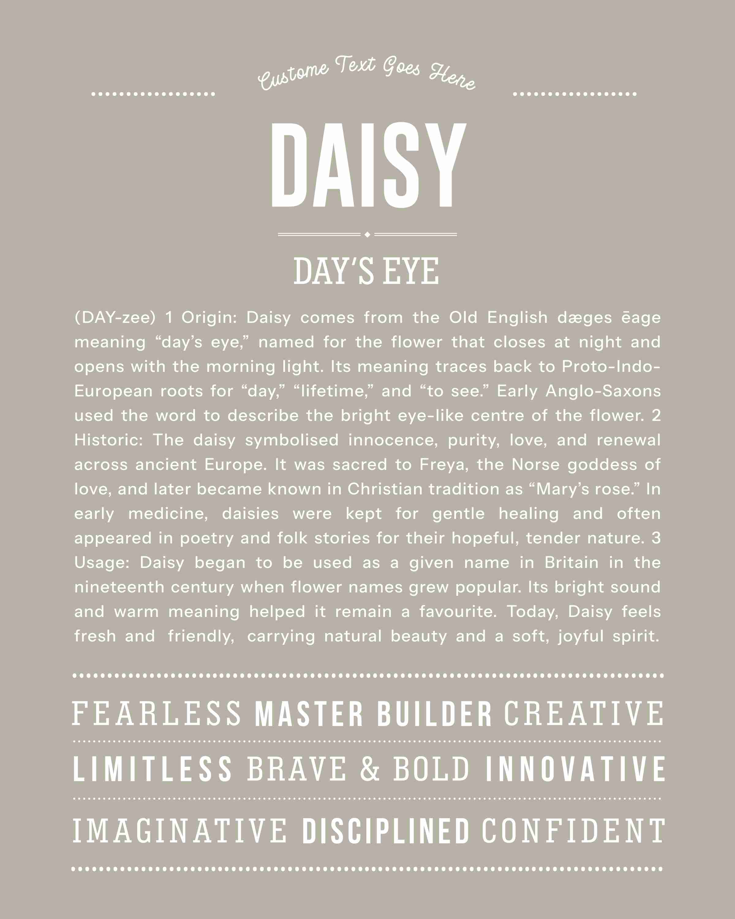 Daisy | Personalised Name Meaning Print – Custom Name Art Gift