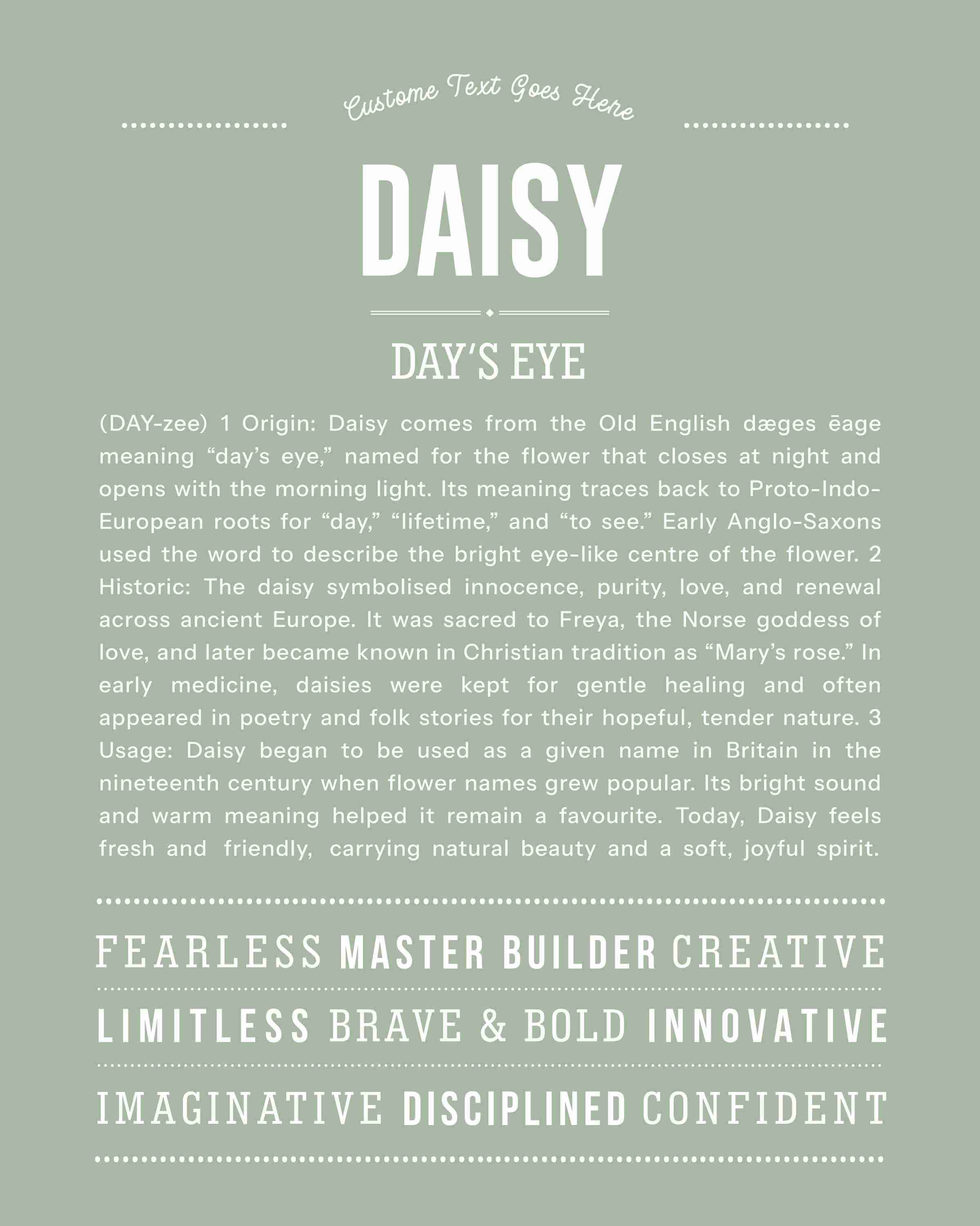 Daisy | Personalised Name Meaning Print – Custom Name Art Gift
