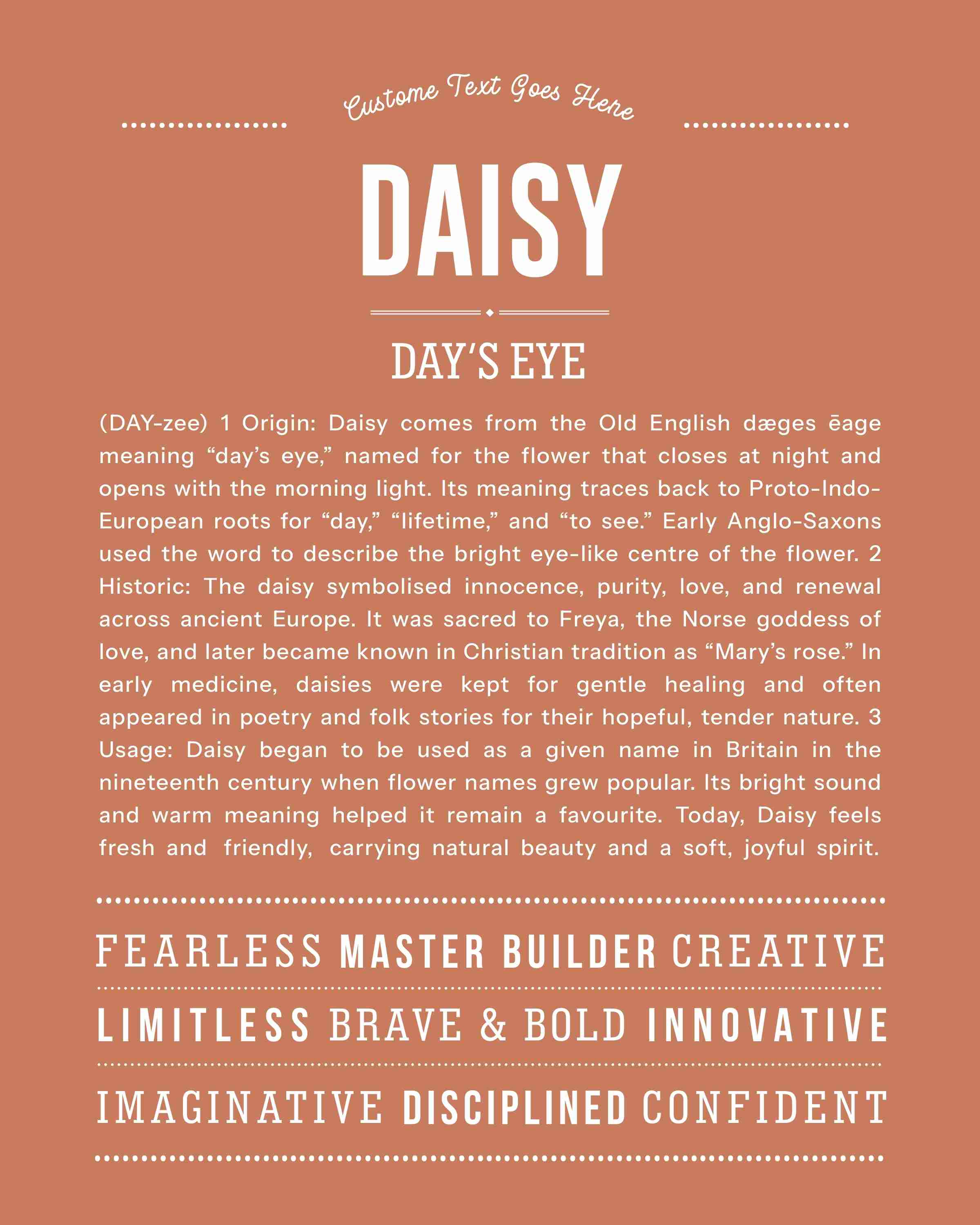 Daisy | Personalised Name Meaning Print – Custom Name Art Gift