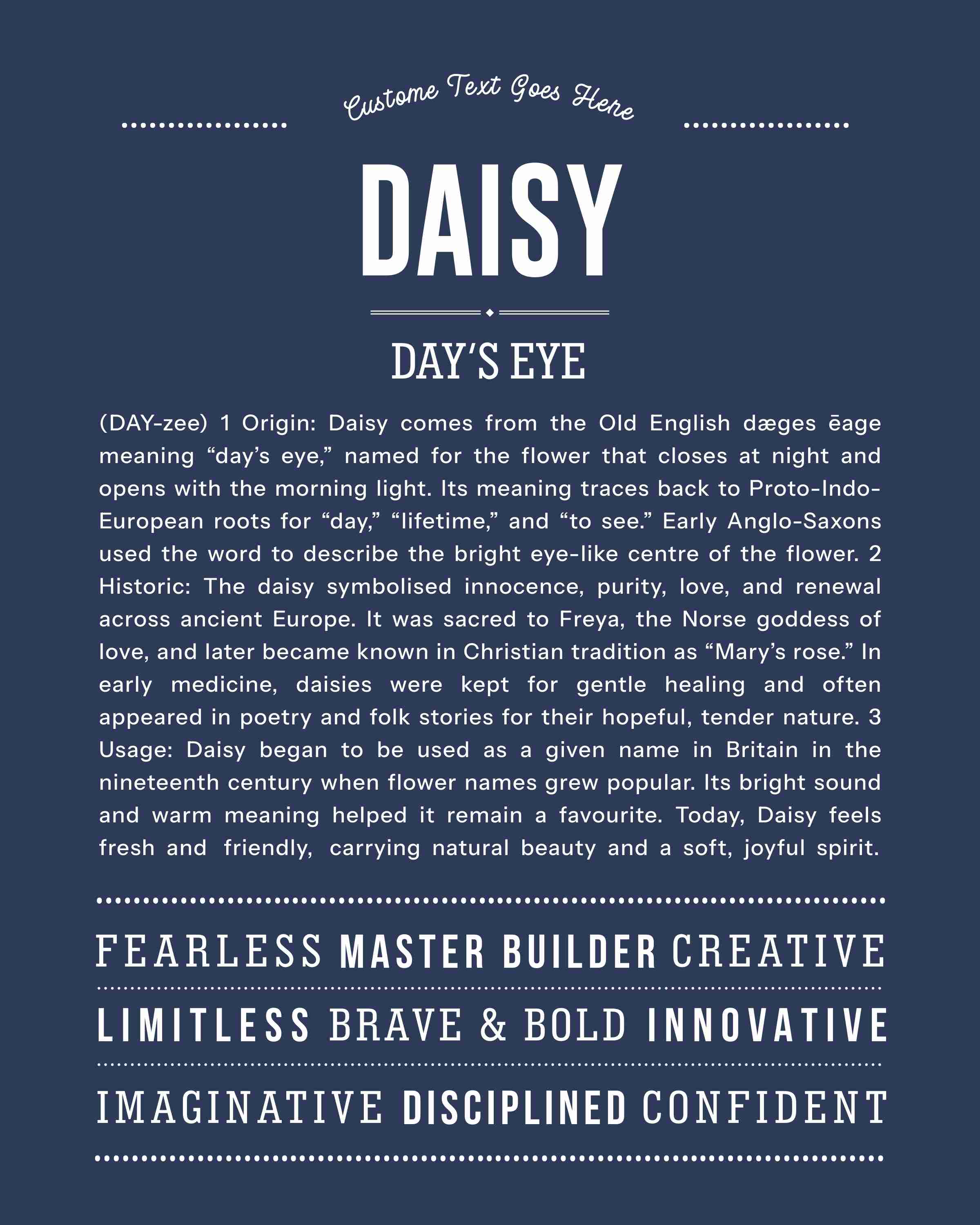 Daisy | Personalised Name Meaning Print – Custom Name Art Gift