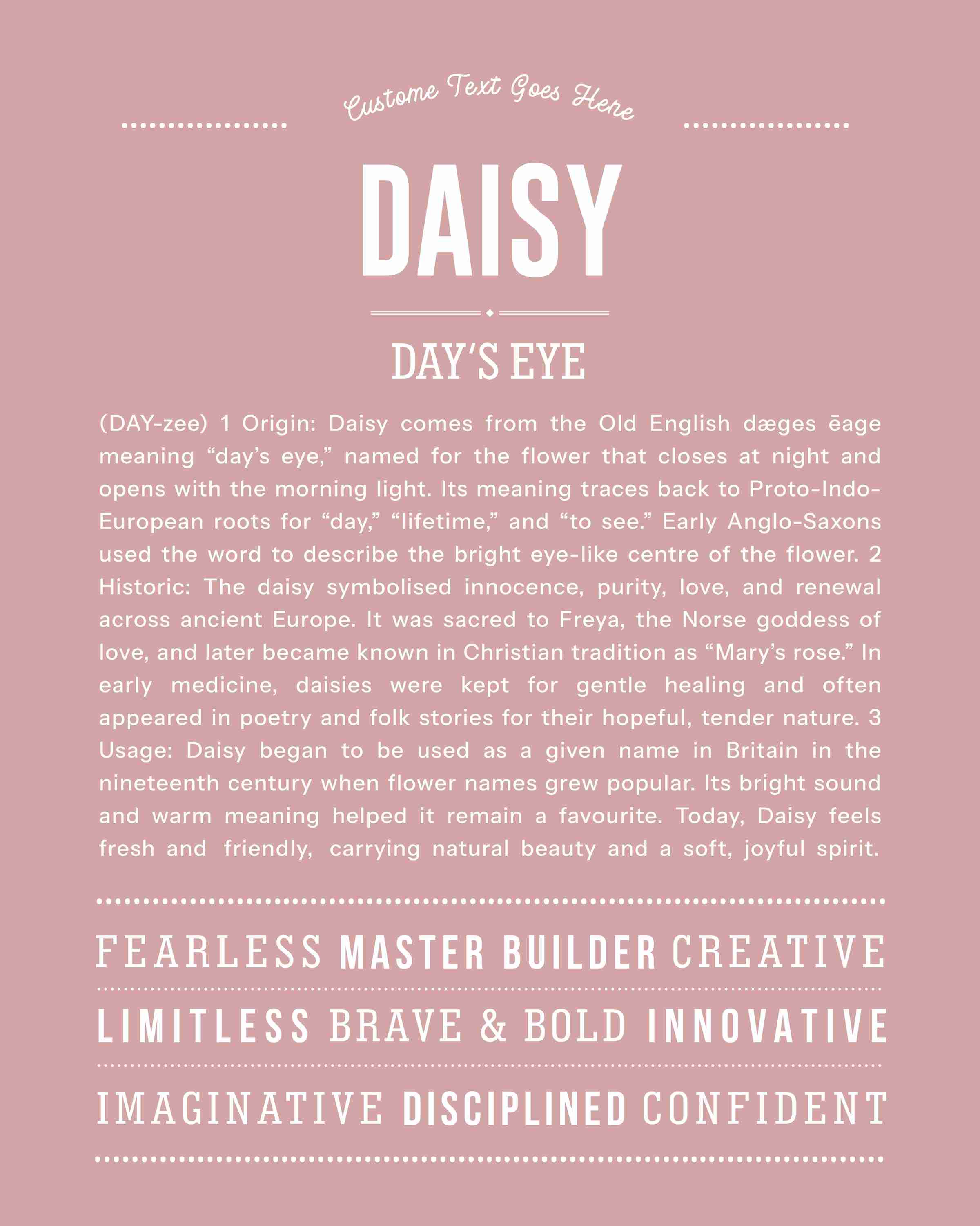 Daisy | Personalised Name Meaning Print – Custom Name Art Gift