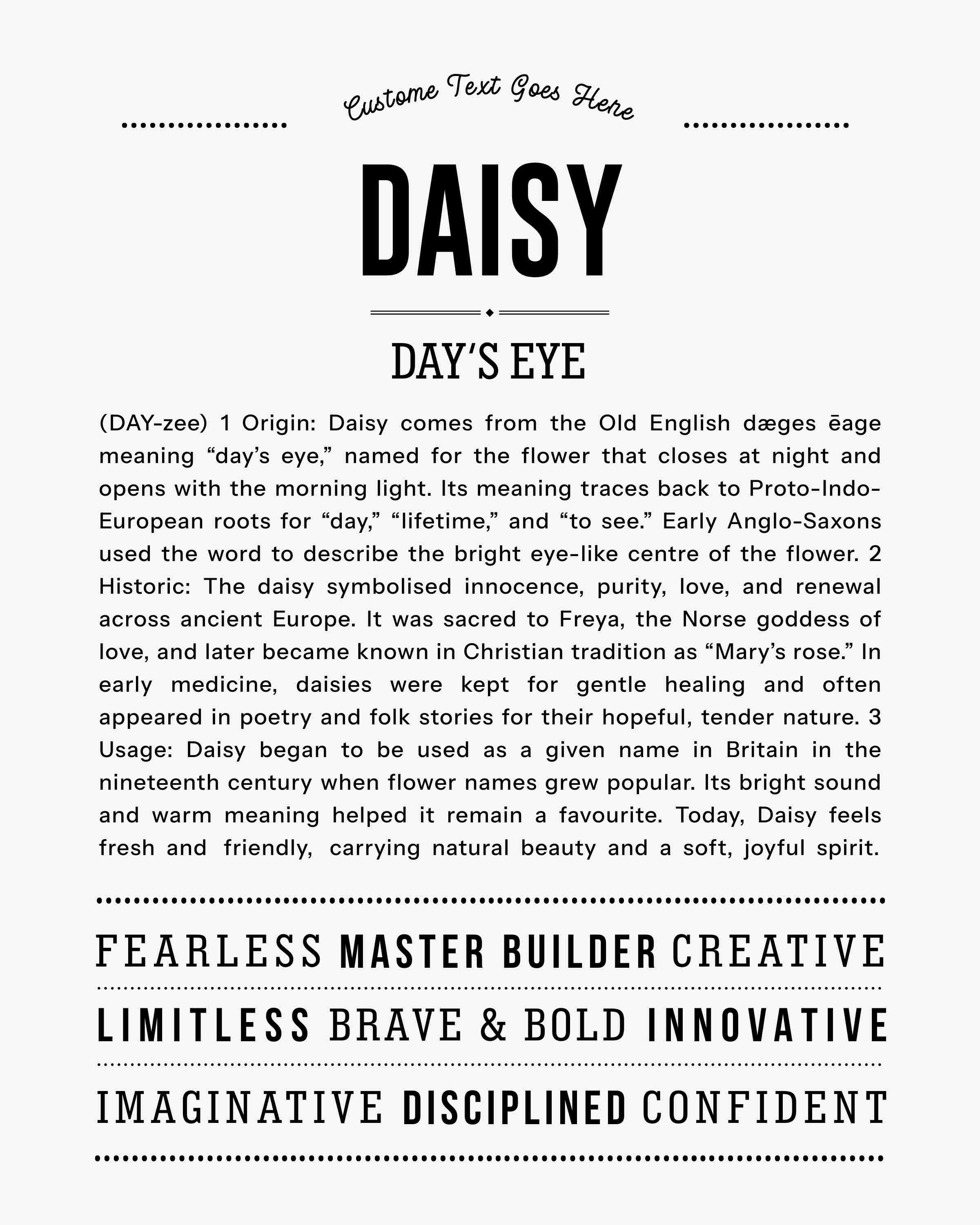 Daisy | Personalised Name Meaning Print – Custom Name Art Gift