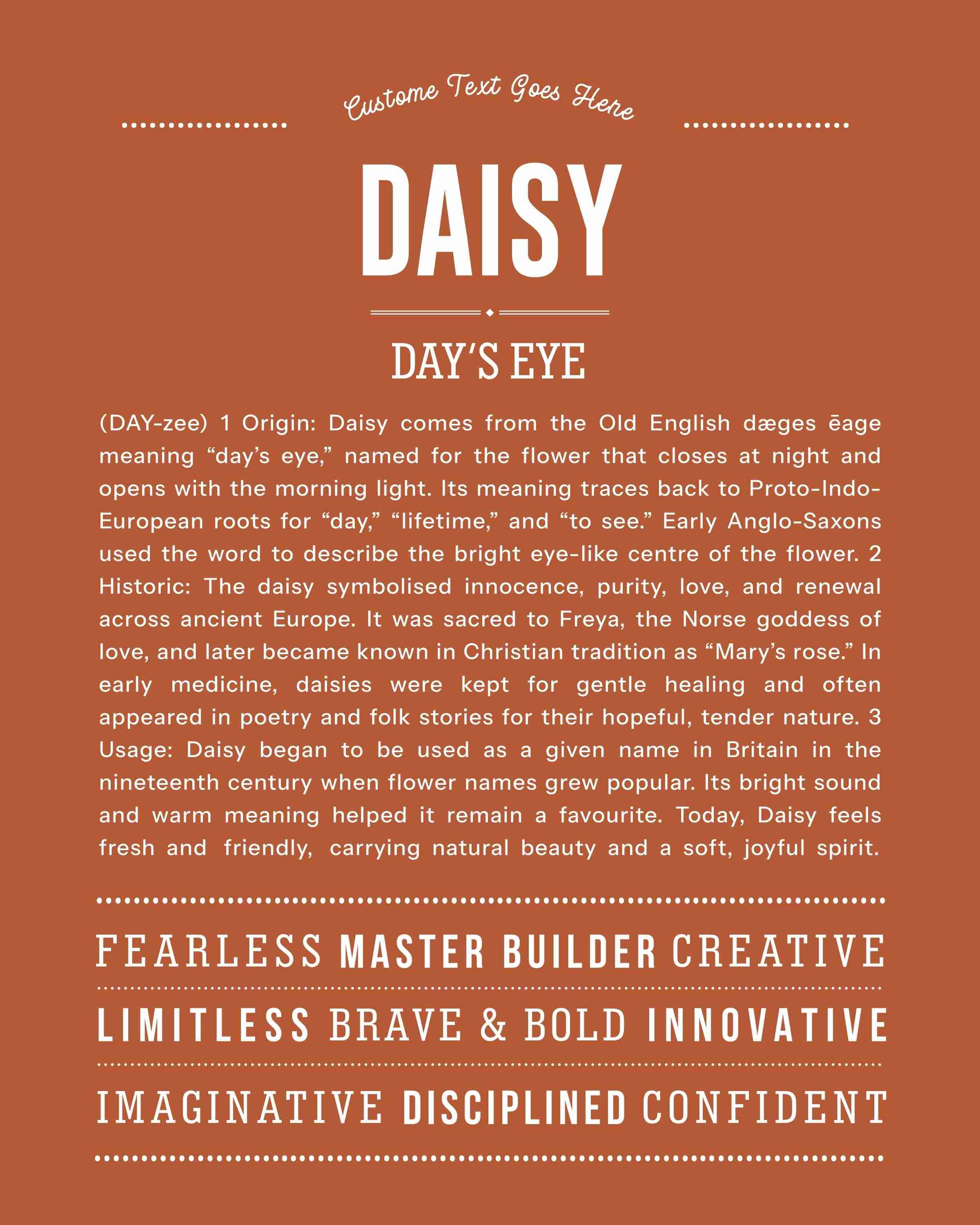 Daisy | Personalised Name Meaning Print – Custom Name Art Gift