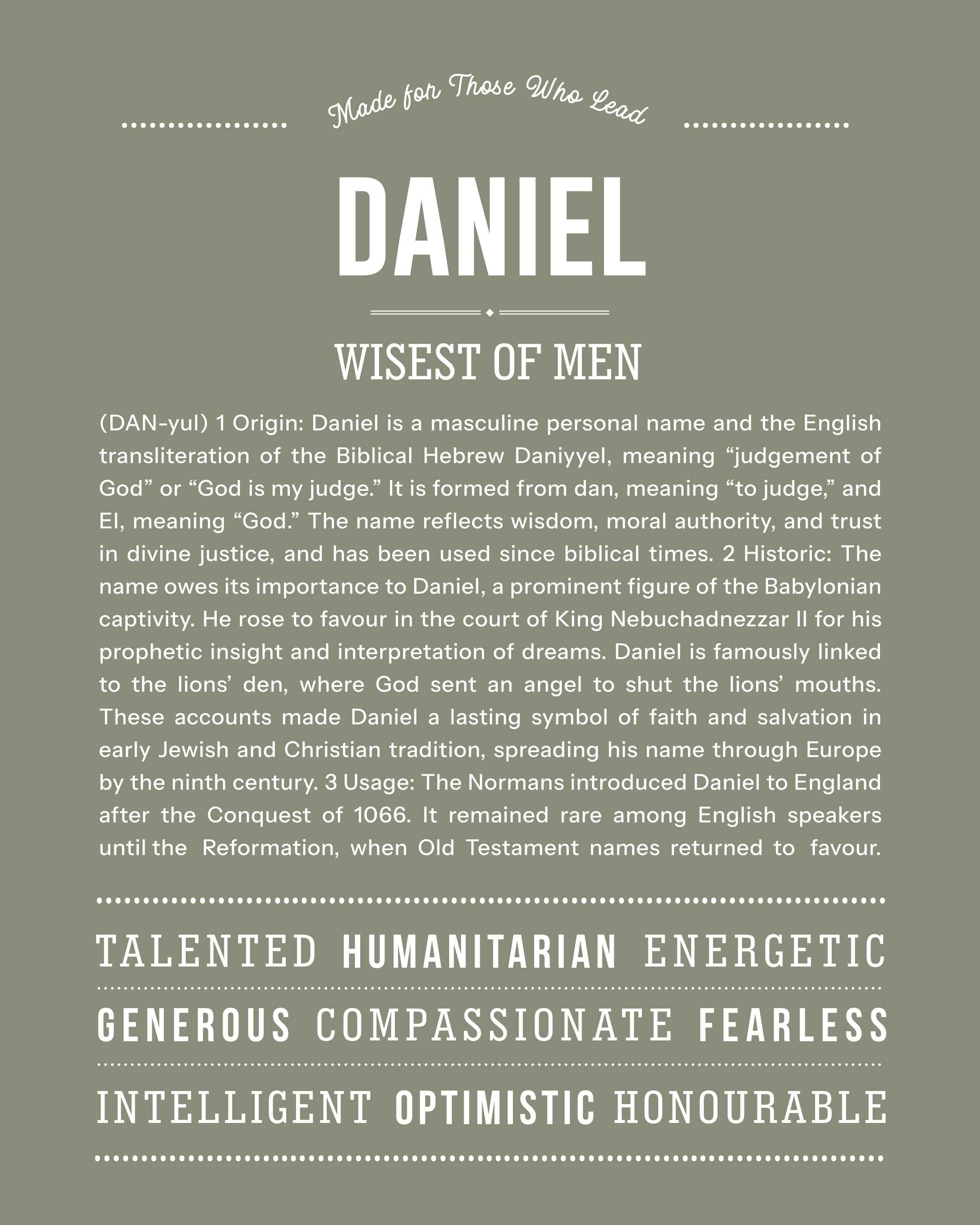 Daniel | Personalised Name Meaning Print – Custom Name Art Gift