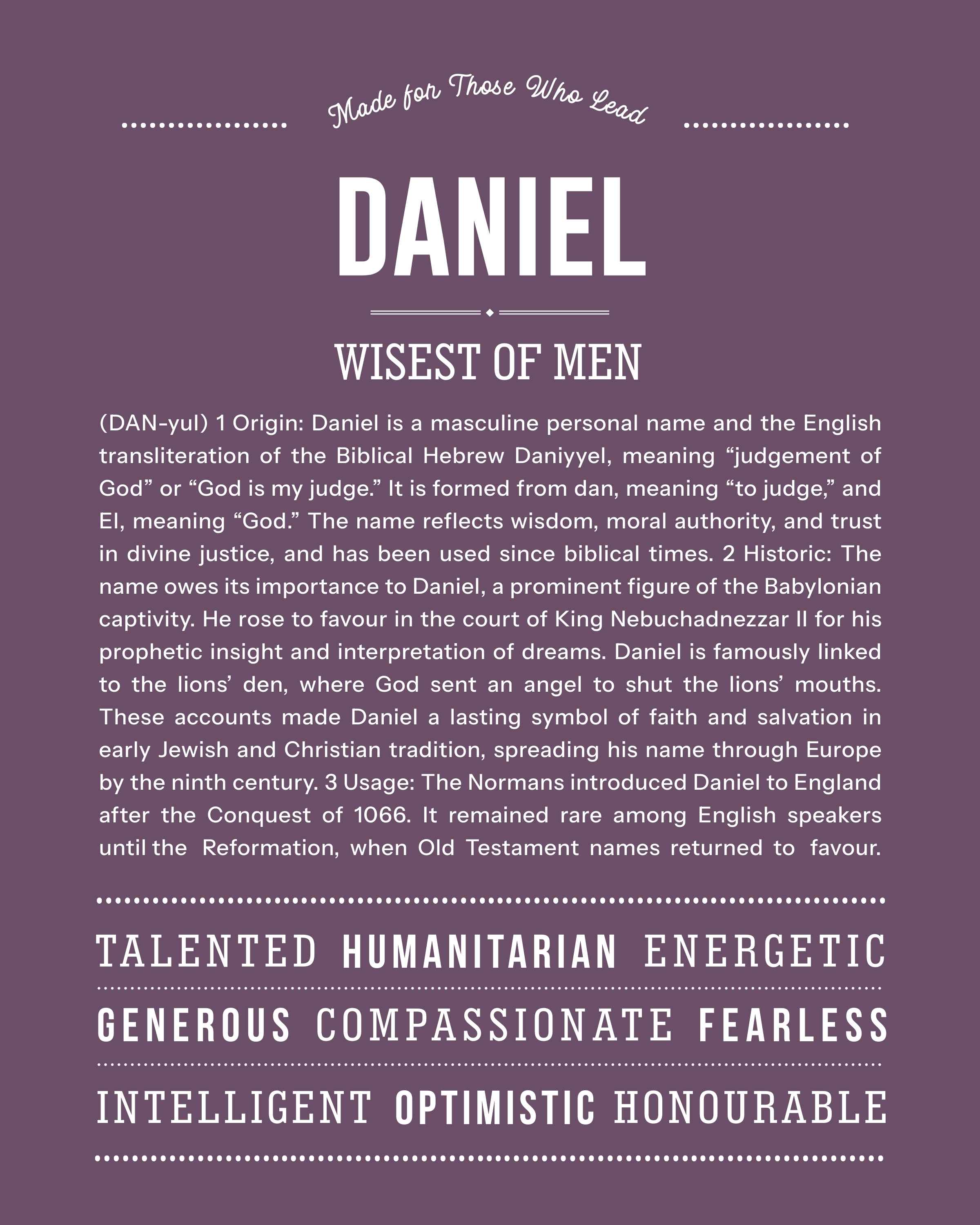 Daniel | Personalised Name Meaning Print – Custom Name Art Gift