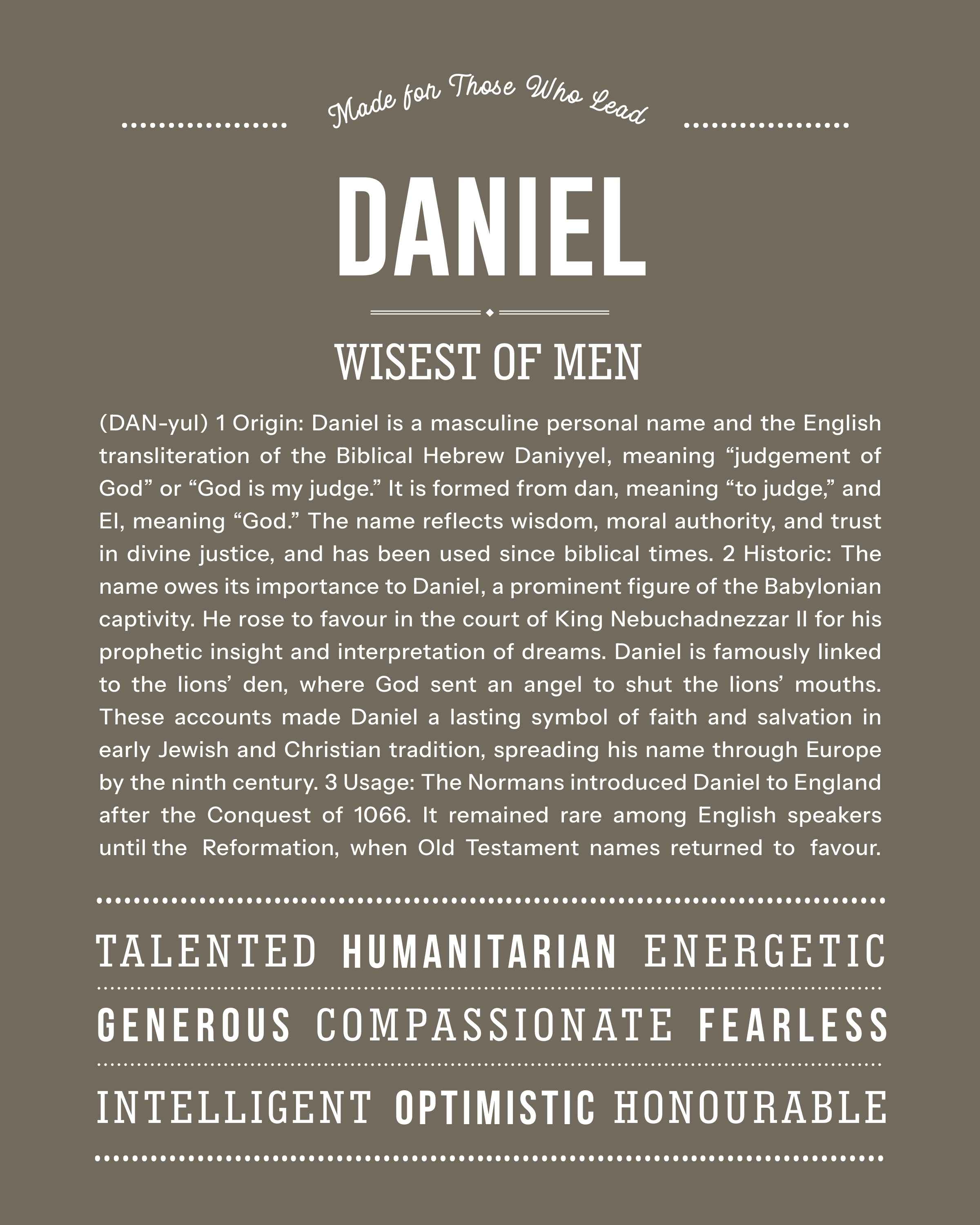 Daniel | Personalised Name Meaning Print – Custom Name Art Gift
