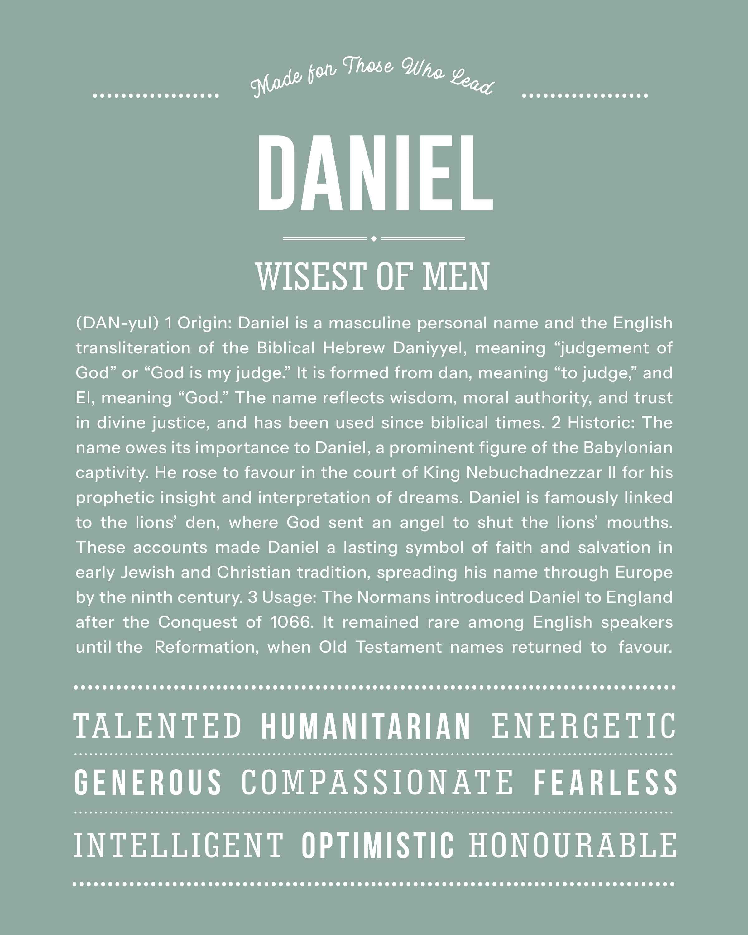 Daniel | Personalised Name Meaning Print – Custom Name Art Gift