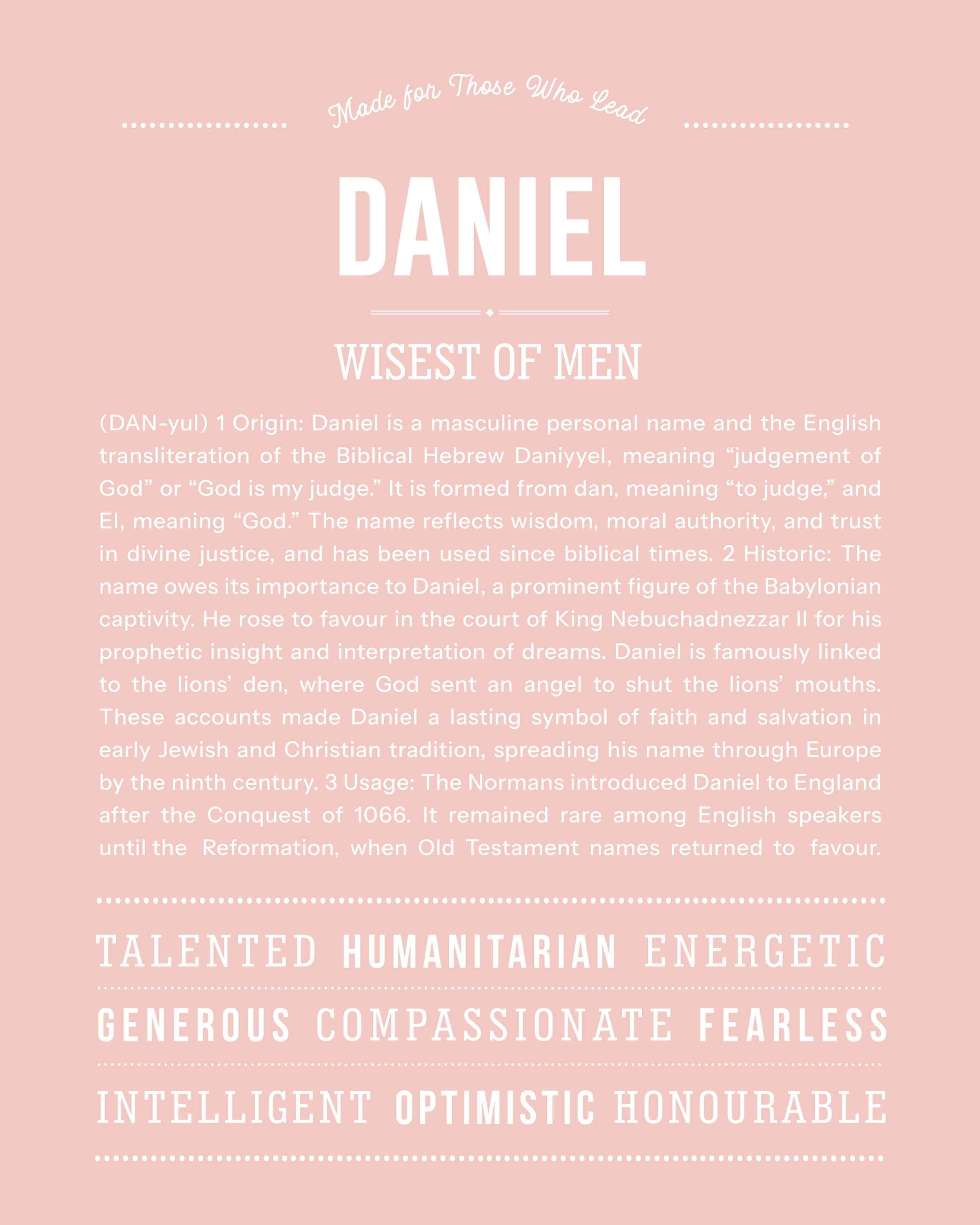 Daniel | Personalised Name Meaning Print – Custom Name Art Gift