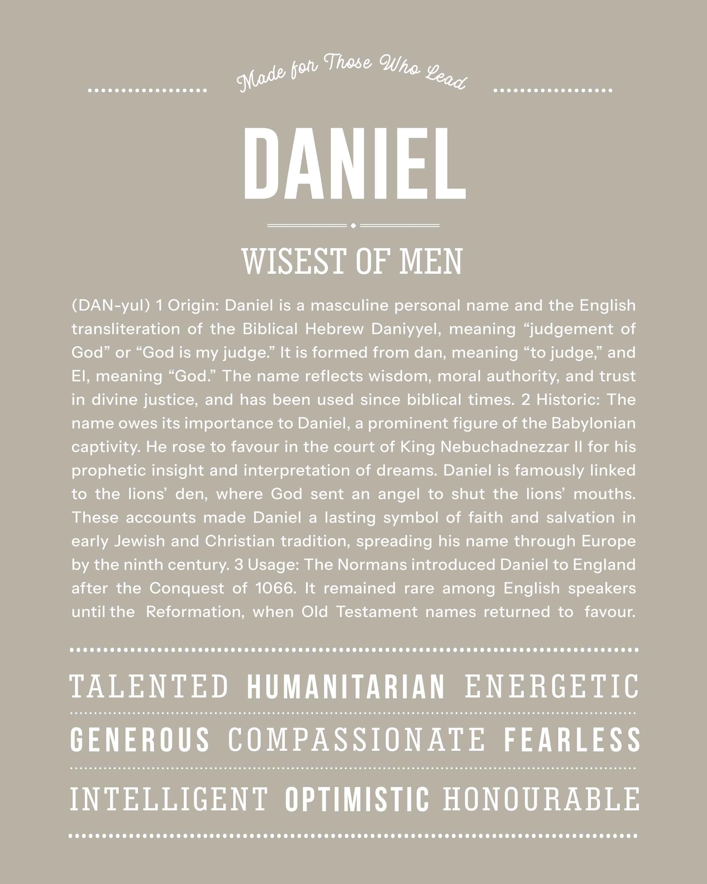 Daniel | Personalised Name Meaning Print – Custom Name Art Gift