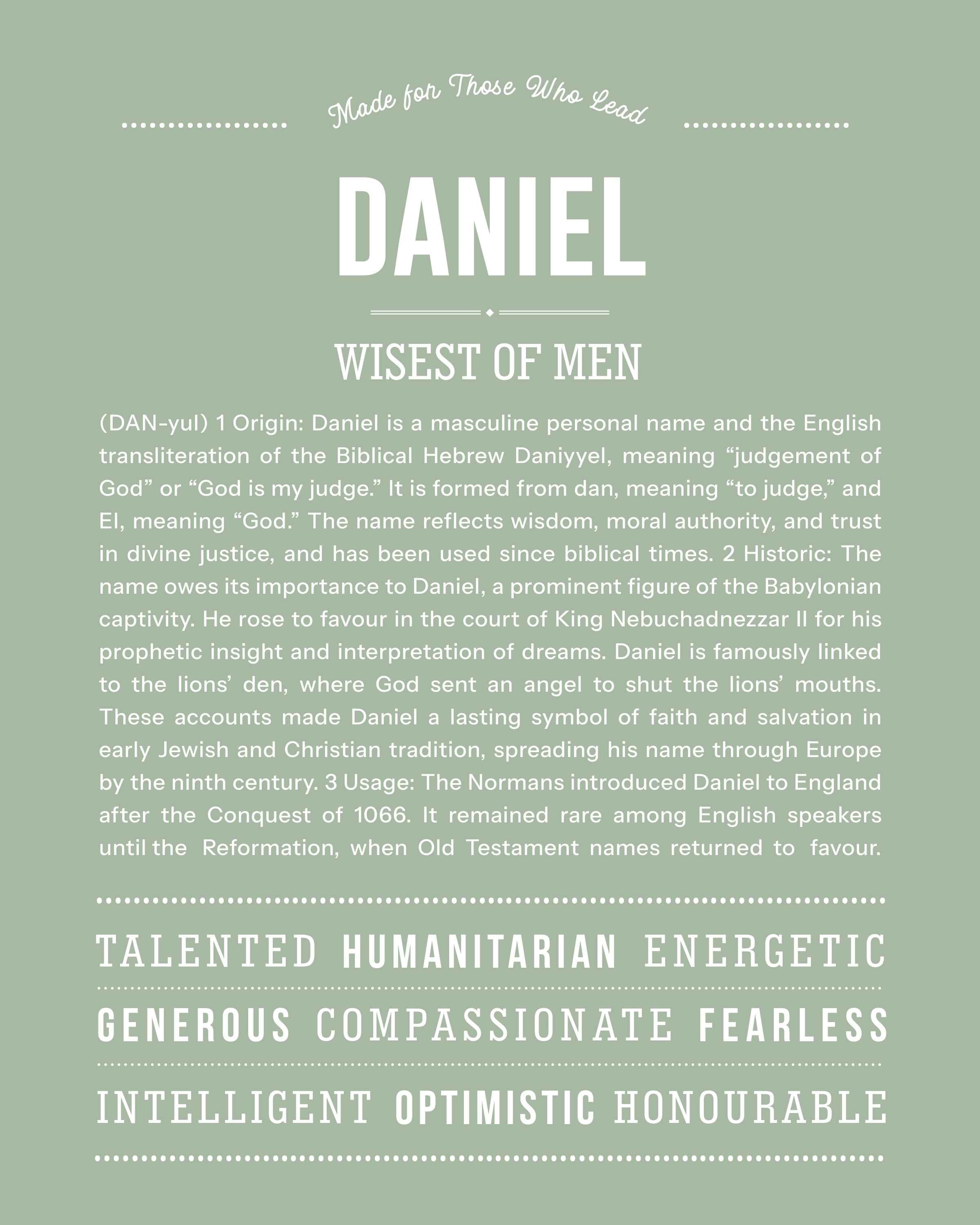 Daniel | Personalised Name Meaning Print – Custom Name Art Gift
