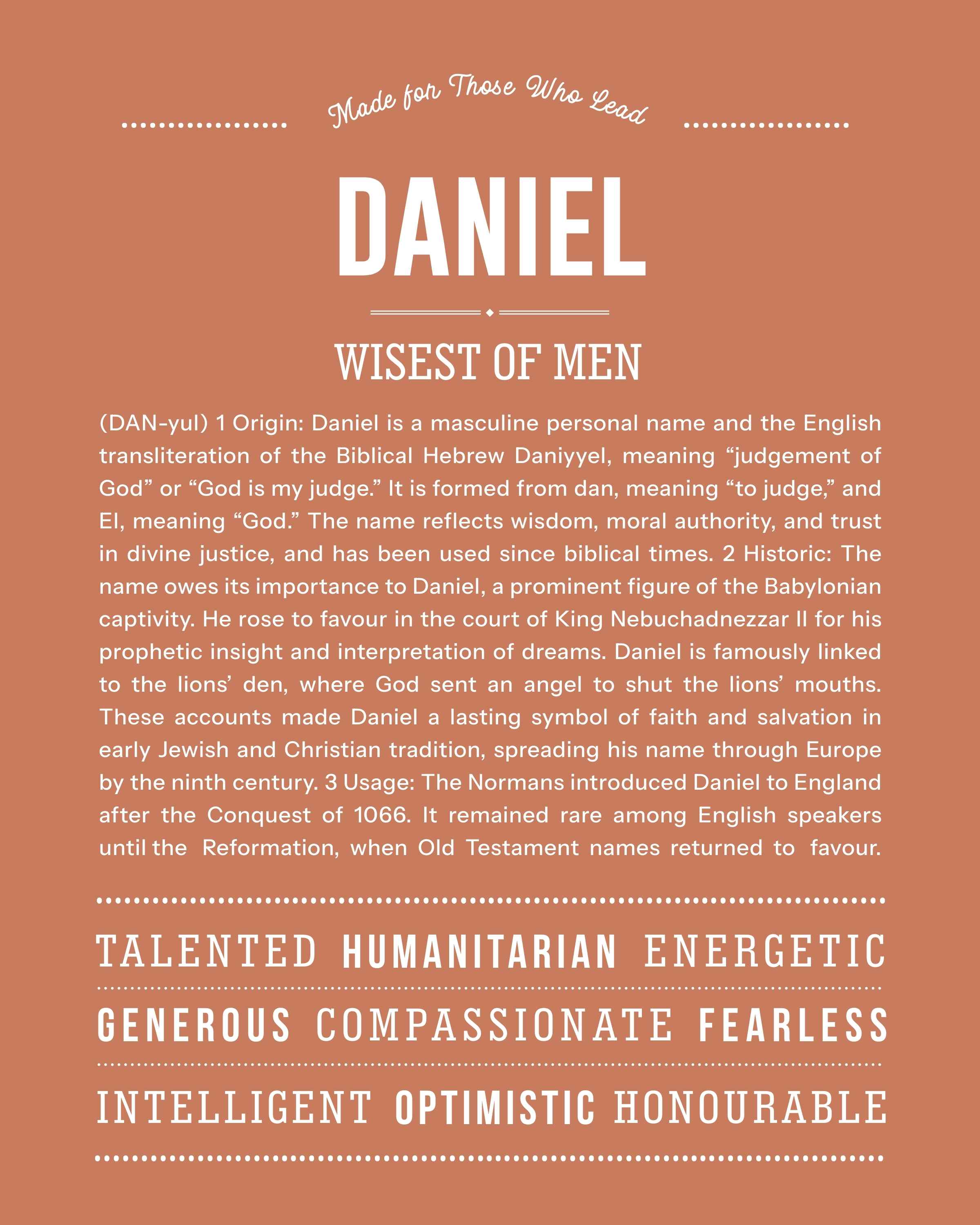 Daniel | Personalised Name Meaning Print – Custom Name Art Gift