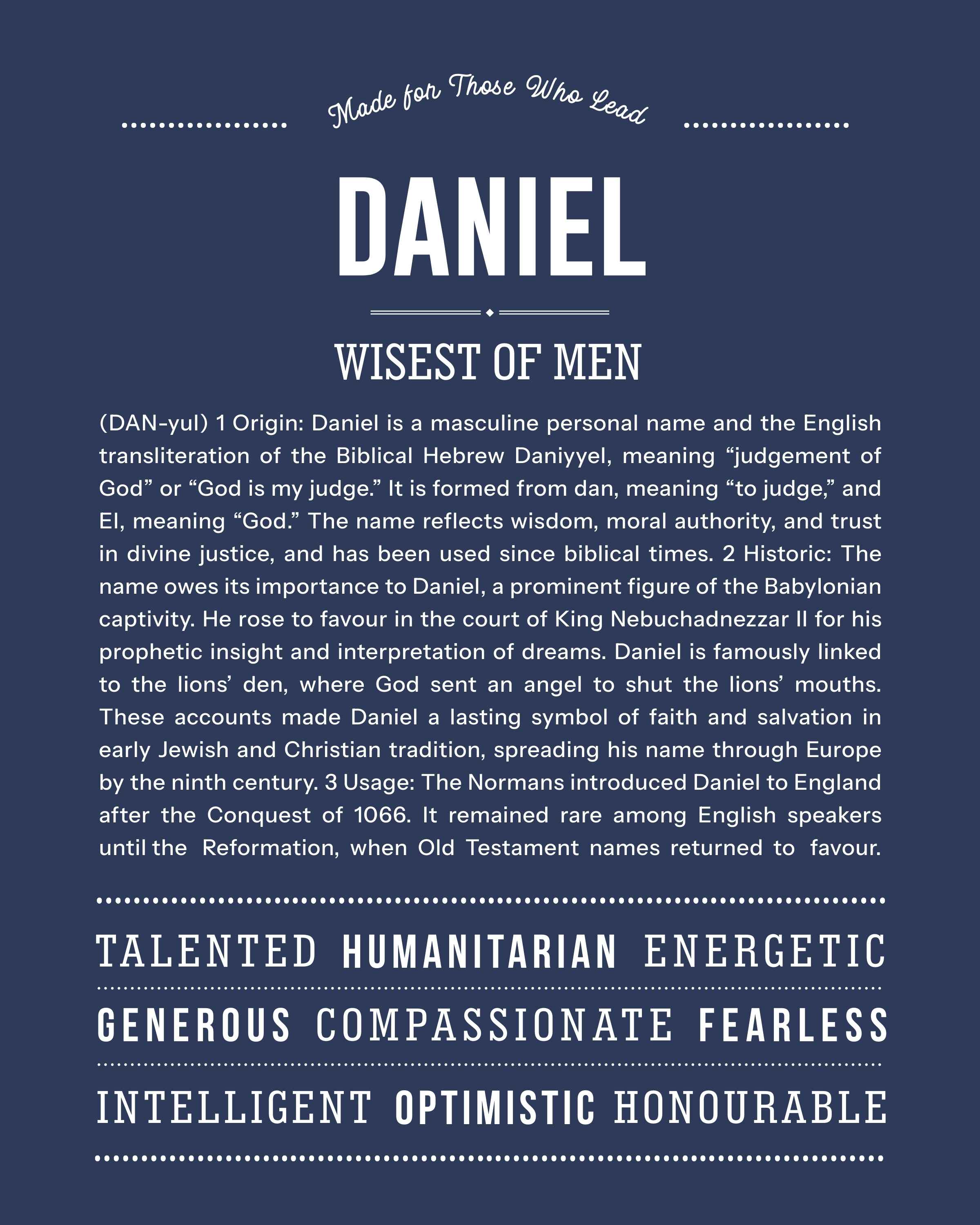 Daniel | Personalised Name Meaning Print – Custom Name Art Gift