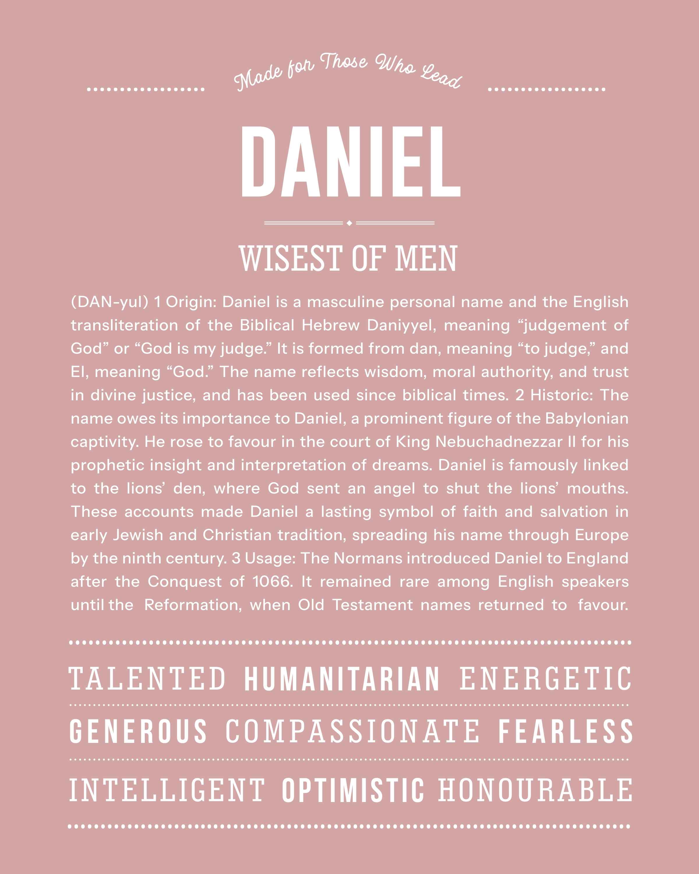 Daniel | Personalised Name Meaning Print – Custom Name Art Gift