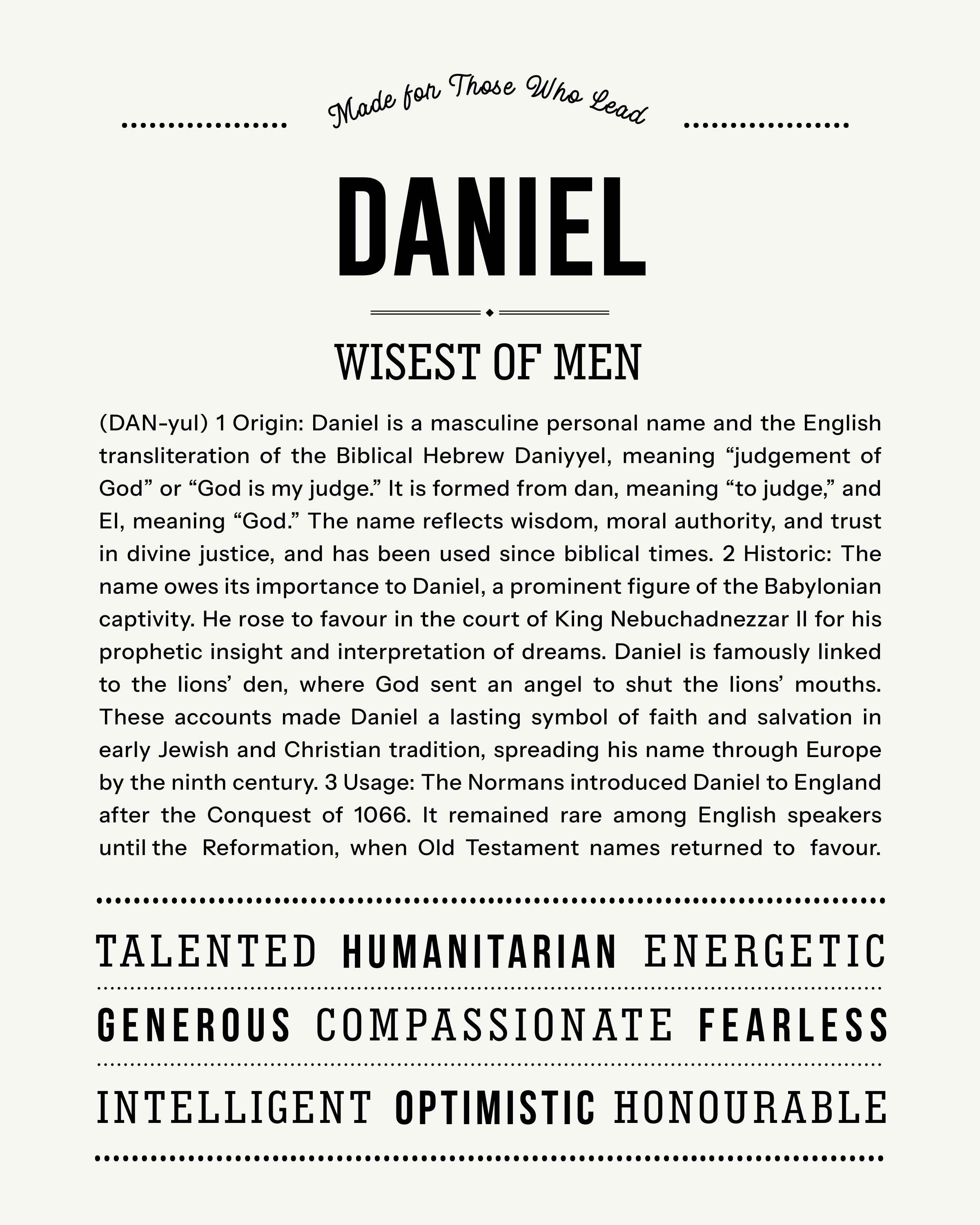 Daniel | Personalised Name Meaning Print – Custom Name Art Gift